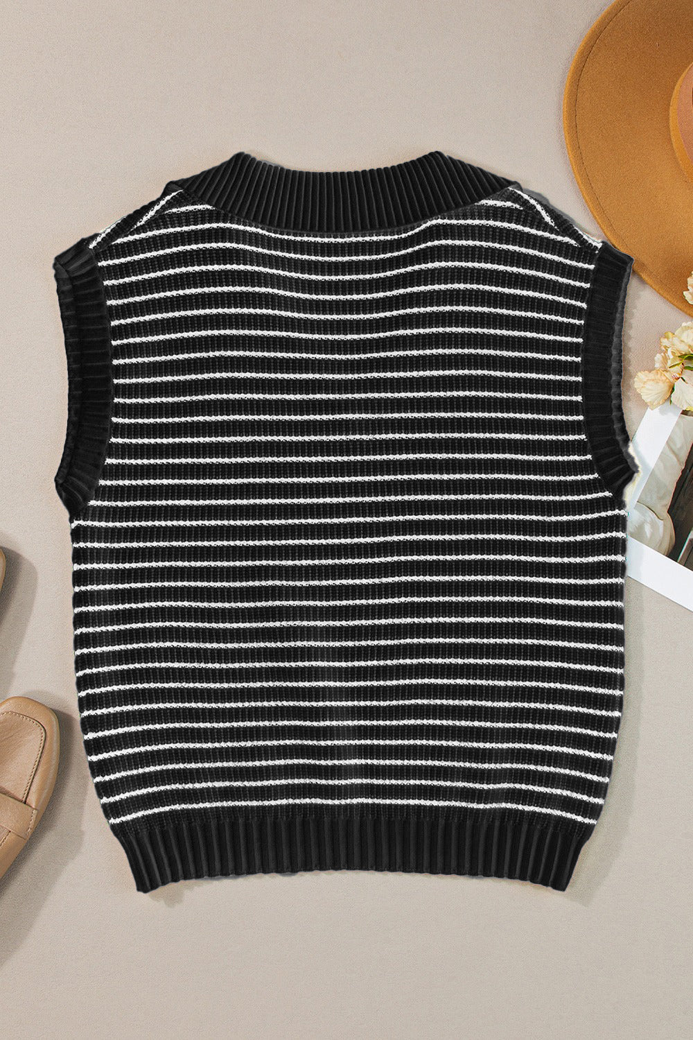 Blue Zone Planet | Striped Collared Neck Tank-TOPS / DRESSES-[Adult]-[Female]-2022 Online Blue Zone Planet