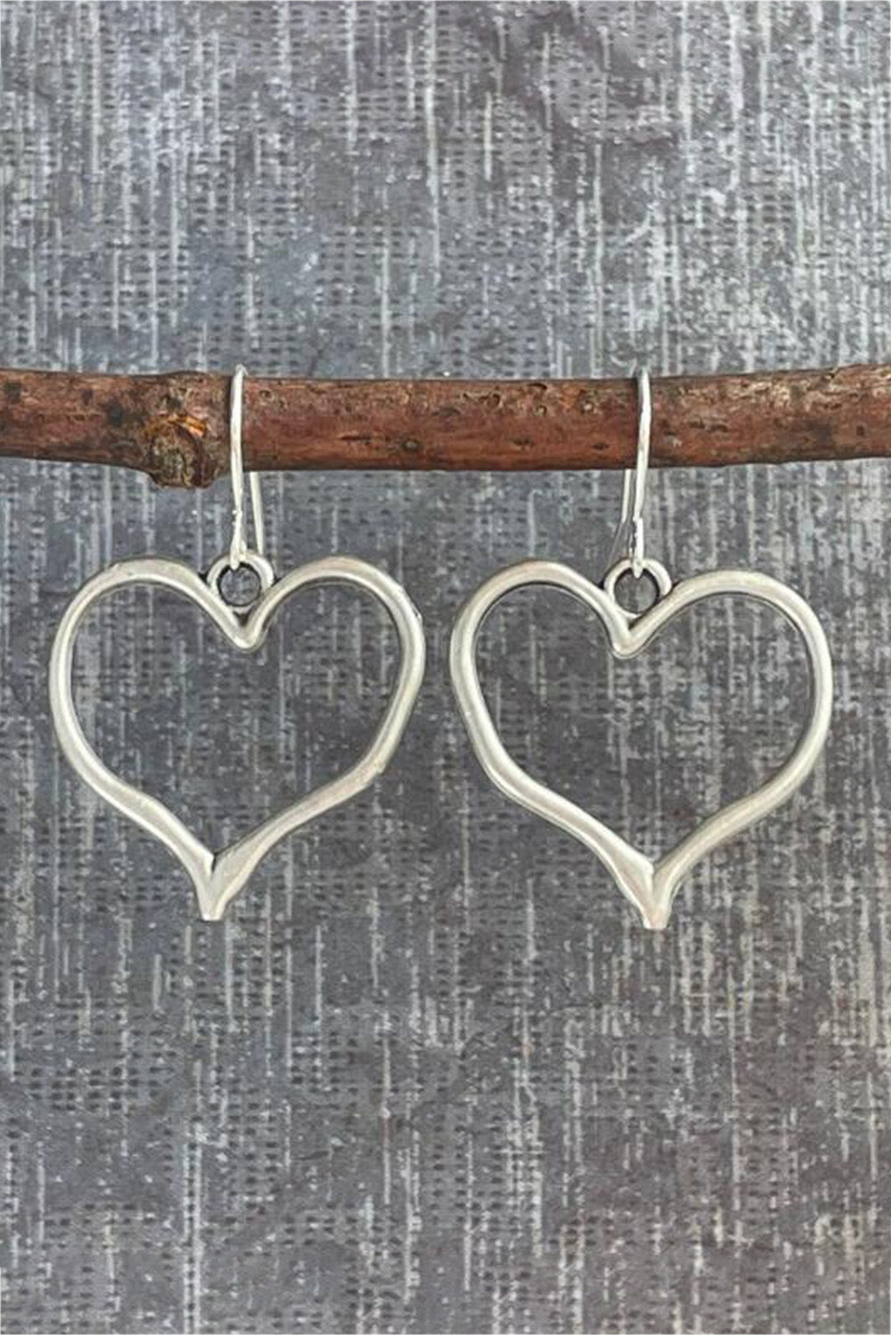 Silvery Heart Shape Hook Drop Earrings-Accessories/Jewelry-[Adult]-[Female]-Silvery-ONE SIZE-2022 Online Blue Zone Planet