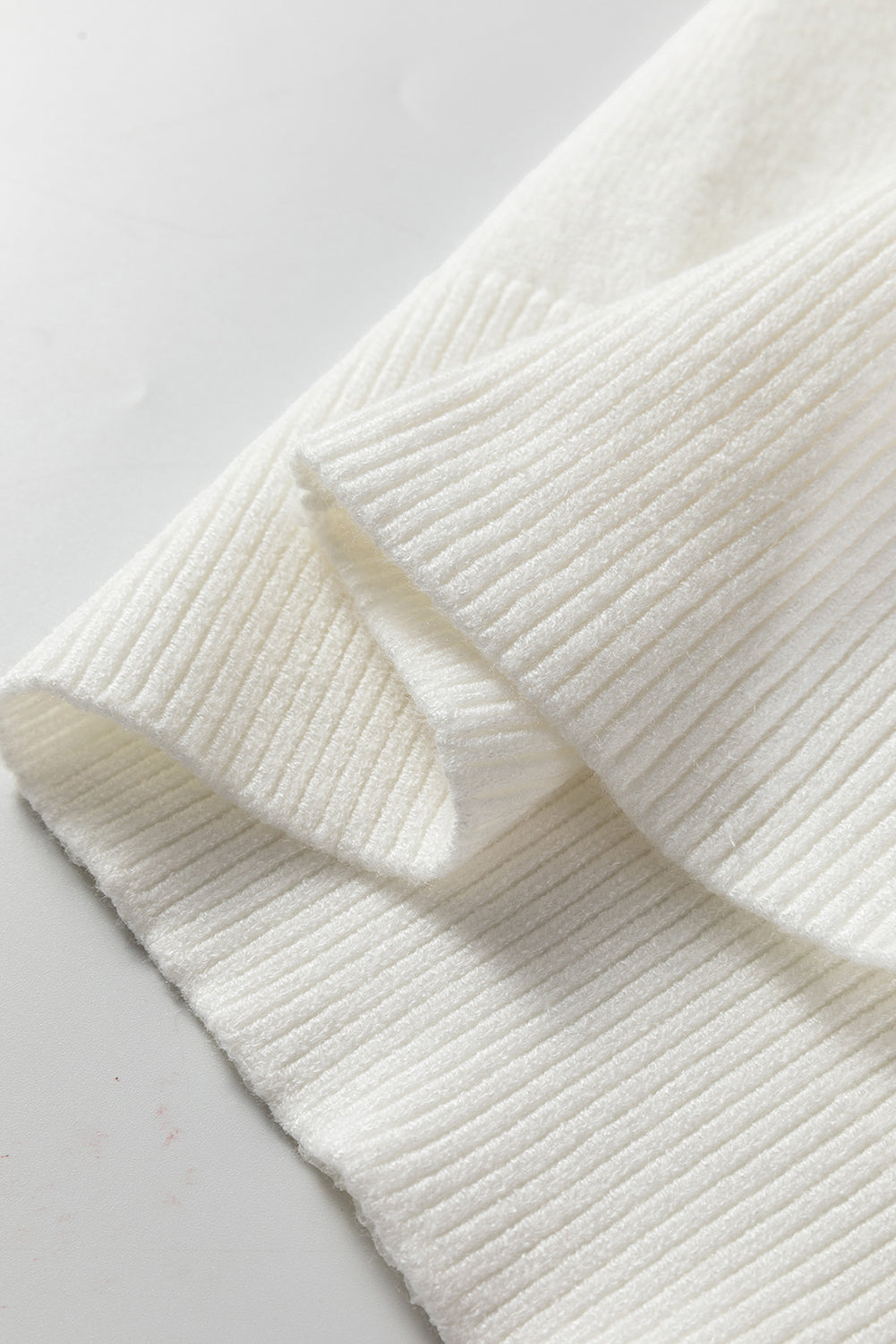 White Fish Scale Textured Knit Ribbed High Neck Short Sleeve Sweater-TOPS / DRESSES-[Adult]-[Female]-2022 Online Blue Zone Planet