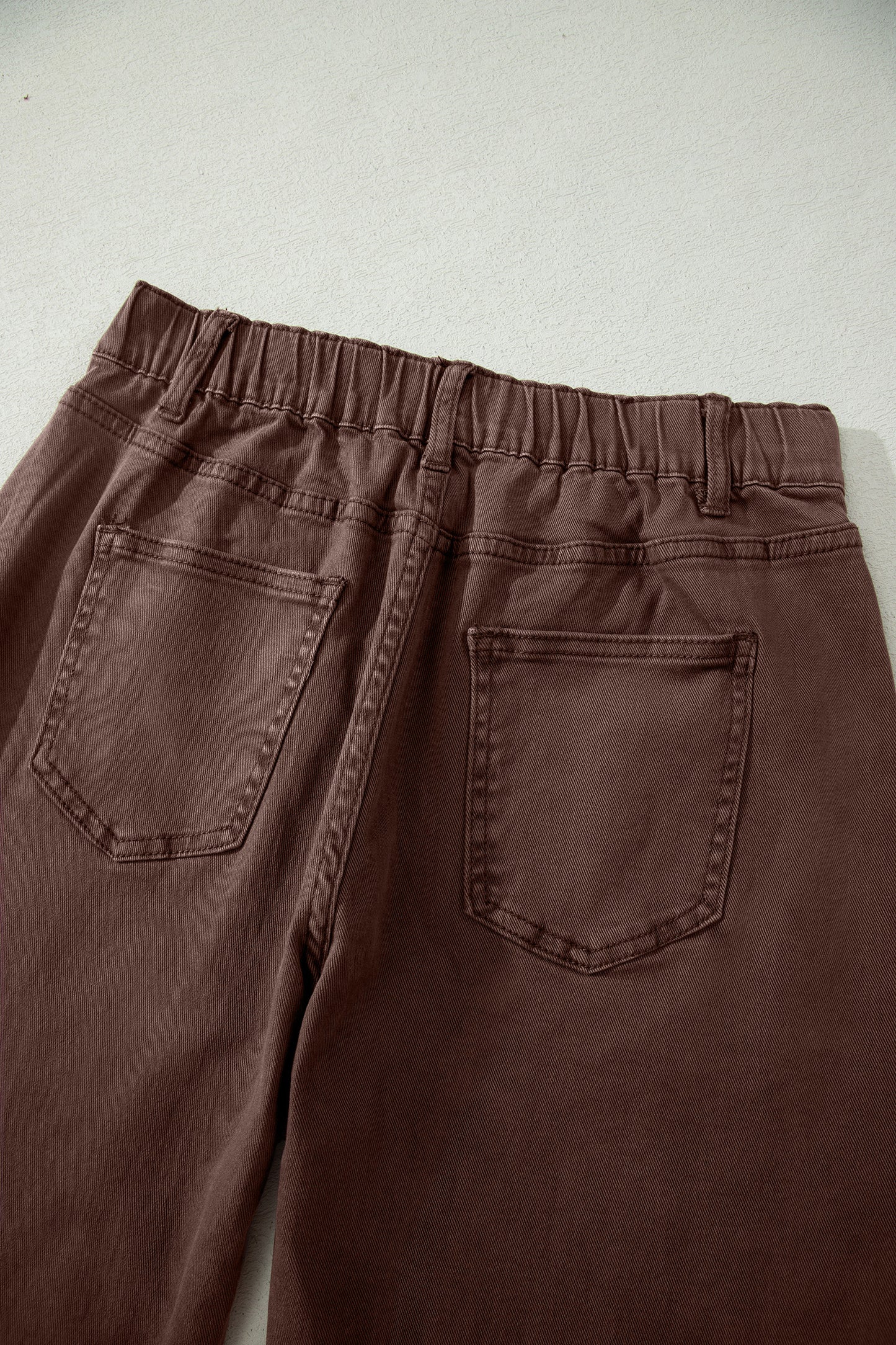 Coffee Solid Color Square Patch Pocket Ankle-length Barrel Jeans-Bottoms/Jeans-[Adult]-[Female]-2022 Online Blue Zone Planet