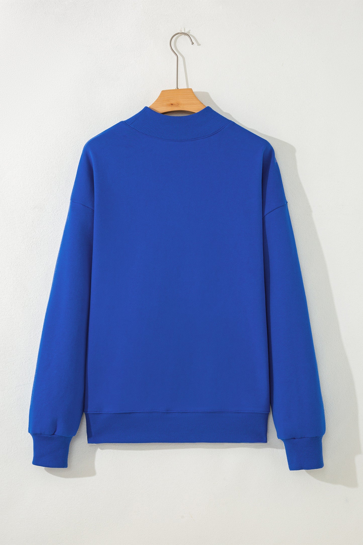 Dark Blue Baseball Large Bow Mock Neck Sweatshirt-Graphic/Graphic Sweatshirts-[Adult]-[Female]-2022 Online Blue Zone Planet