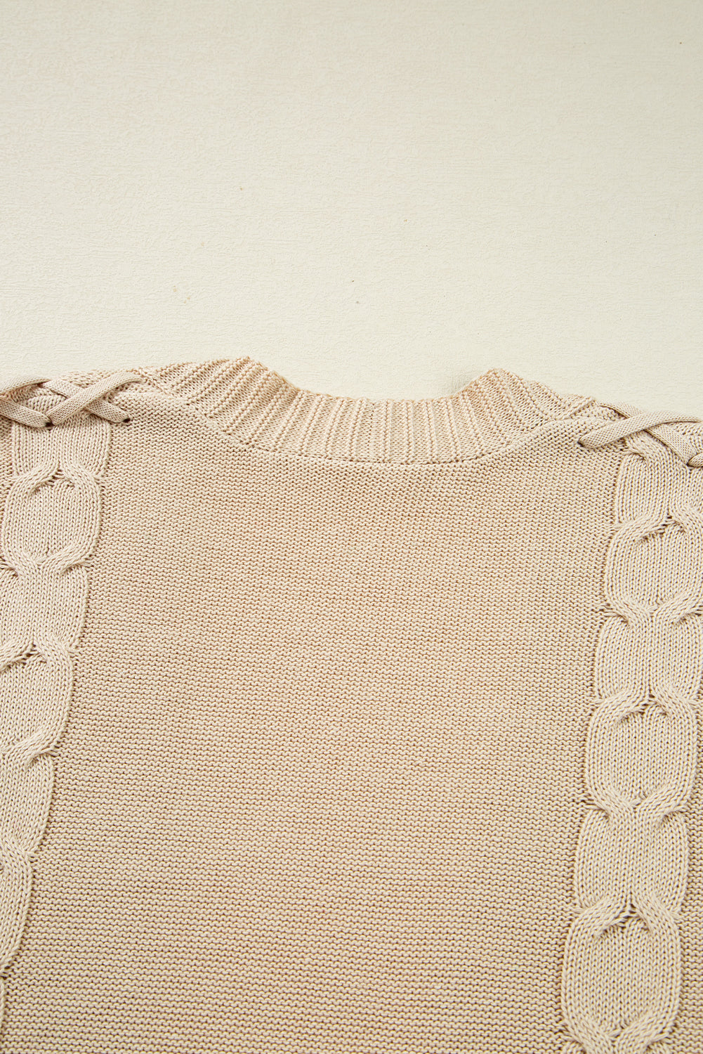 Parchment Cable Knit Braided Tie Sleeve Plus Size Open Cardigan-Plus Size/Plus Size Sweaters & Cardigans-[Adult]-[Female]-2022 Online Blue Zone Planet
