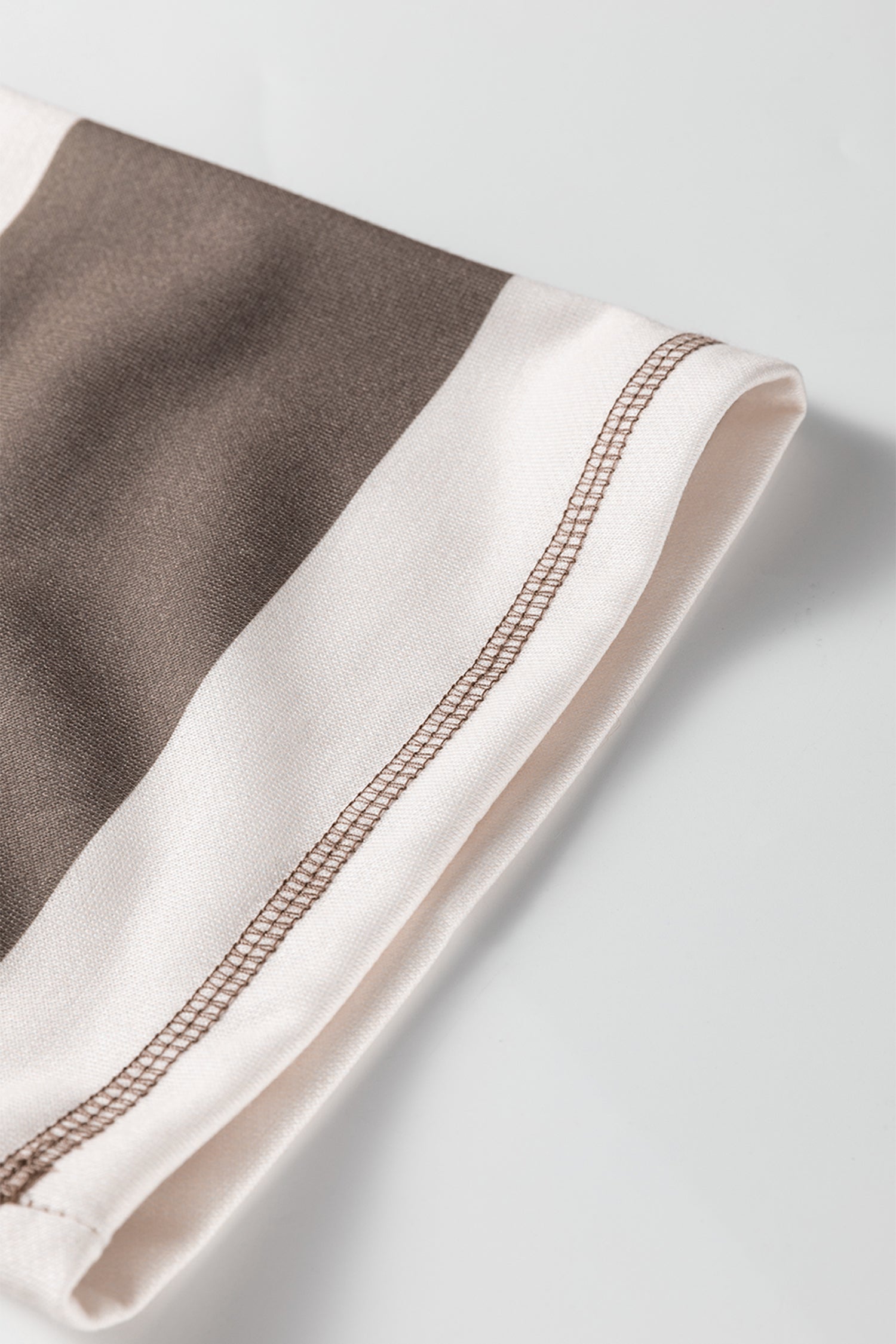 Brown Striped Color Block Zip Collar 3/4 Sleeve Oversize Sweatshirt-Tops/Sweatshirts & Hoodies-[Adult]-[Female]-2022 Online Blue Zone Planet