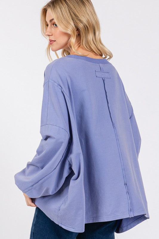 Blue Zone Planet | SAGE + FIG Flower Patch Dropped Shoulder Oversize Top-TOPS / DRESSES-[Adult]-[Female]-2022 Online Blue Zone Planet