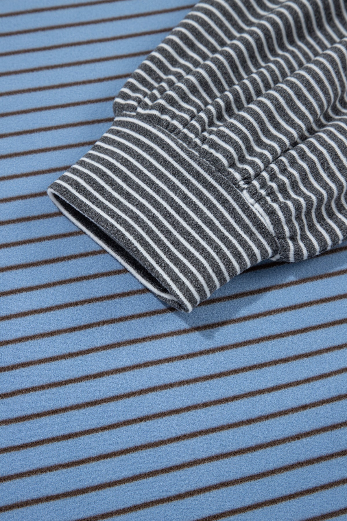 Sky Blue Stripe Color Block Contrast Long Sleeve Round Neck Casual Shift Pullover-Tops/Long Sleeve Tops-[Adult]-[Female]-2022 Online Blue Zone Planet