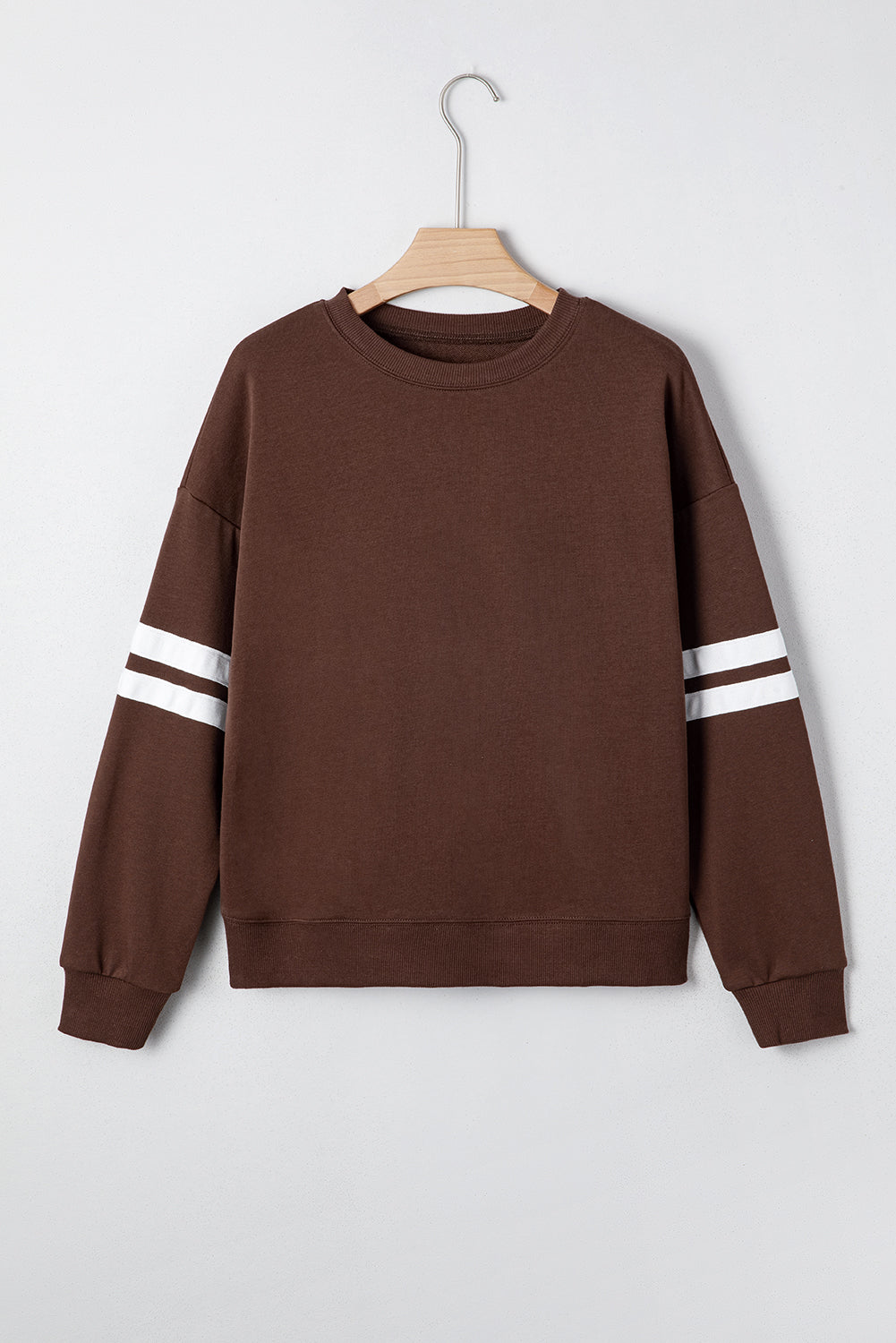 White Varsity Striped Detail Drop Shoulder Oversized Sweatshirt-Tops/Sweatshirts & Hoodies-[Adult]-[Female]-2022 Online Blue Zone Planet