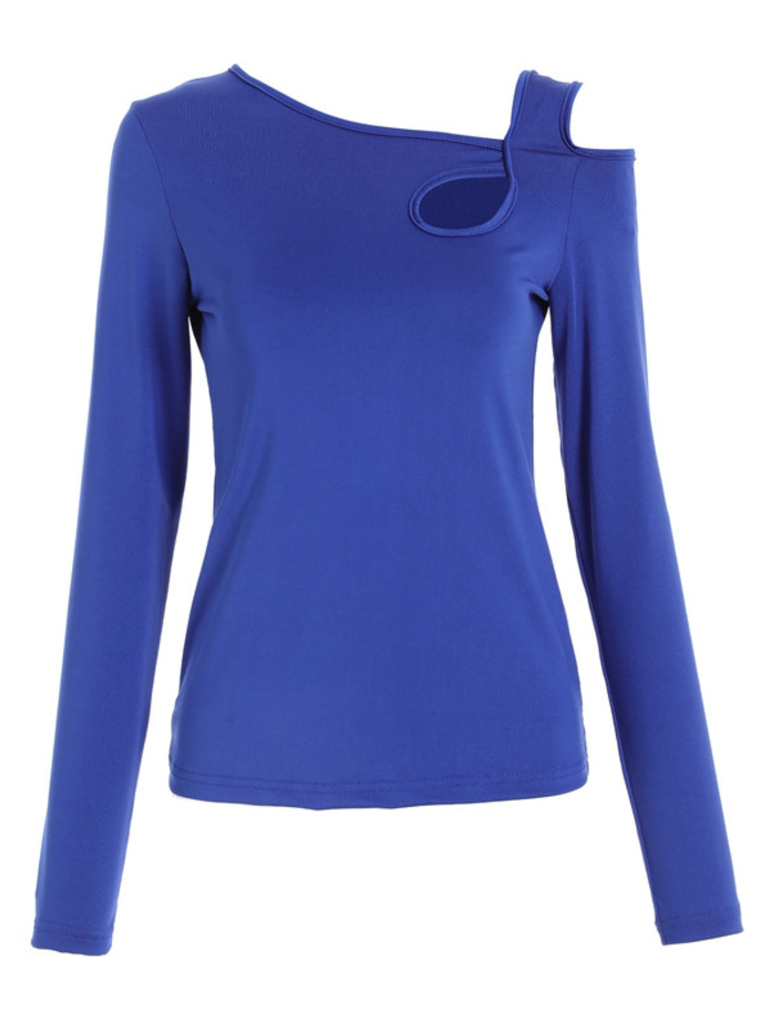 Cutout Asymmetrical Neck Long Sleeve T-Shirt-TOPS / DRESSES-[Adult]-[Female]-2022 Online Blue Zone Planet