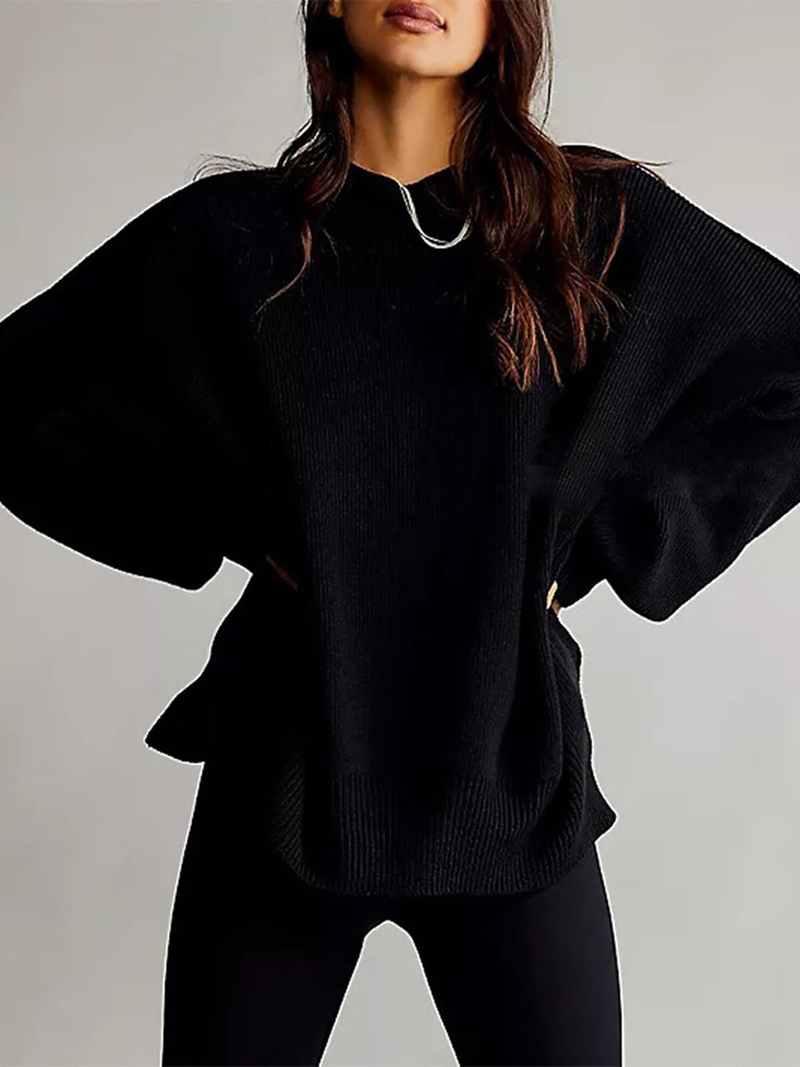 Round Neck Long Sleeve Sweater-TOPS / DRESSES-[Adult]-[Female]-2022 Online Blue Zone Planet