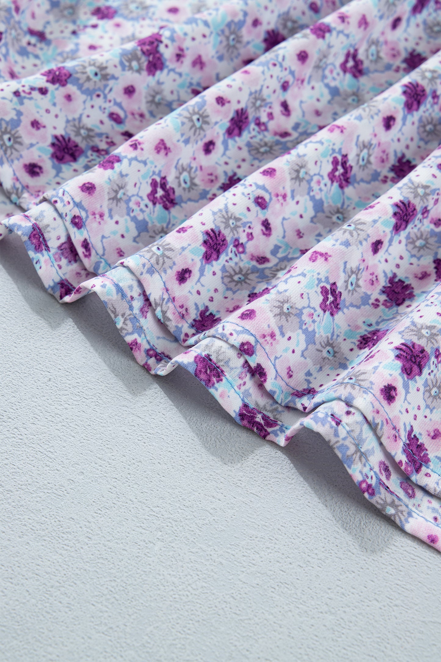 Purple Plus Size Floral Print Square Neck Smocked Maxi Dress-Plus Size/Plus Size Dresses/Plus Size Maxi Dresses-[Adult]-[Female]-2022 Online Blue Zone Planet