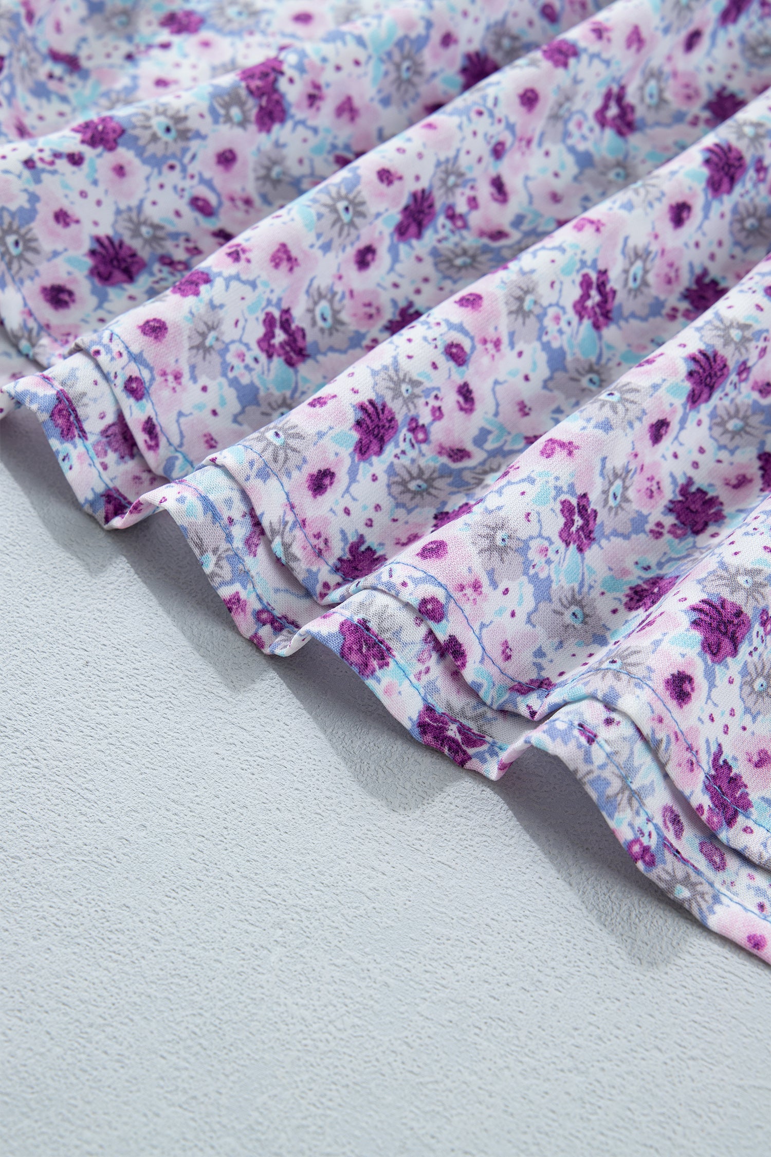 Purple Plus Size Floral Print Square Neck Smocked Maxi Dress-Plus Size/Plus Size Dresses/Plus Size Maxi Dresses-[Adult]-[Female]-2022 Online Blue Zone Planet