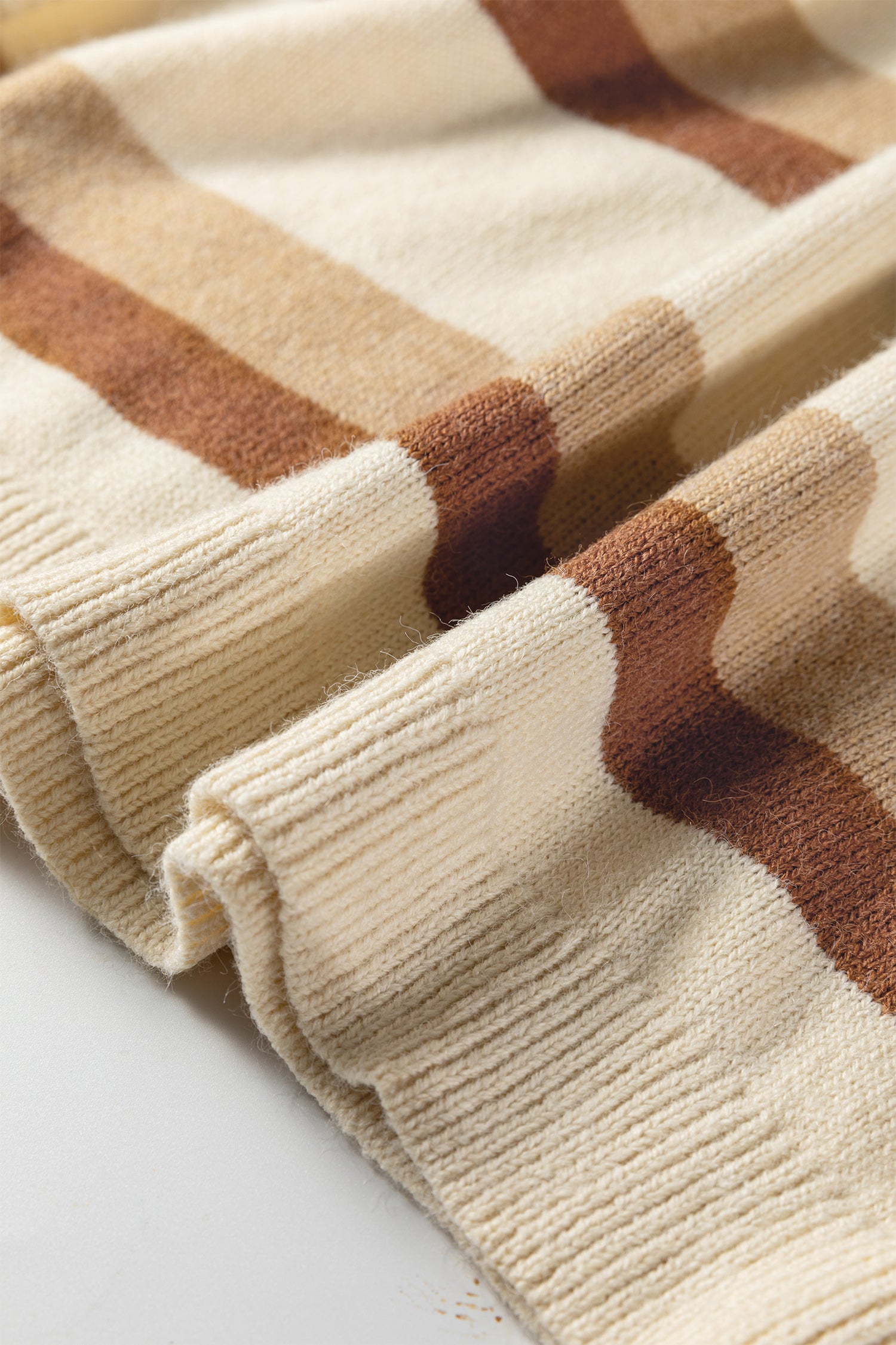 Khaki Stripe Exposed Seam Drop Shoulder Knit Baggy Sweater-TOPS / DRESSES-[Adult]-[Female]-2022 Online Blue Zone Planet