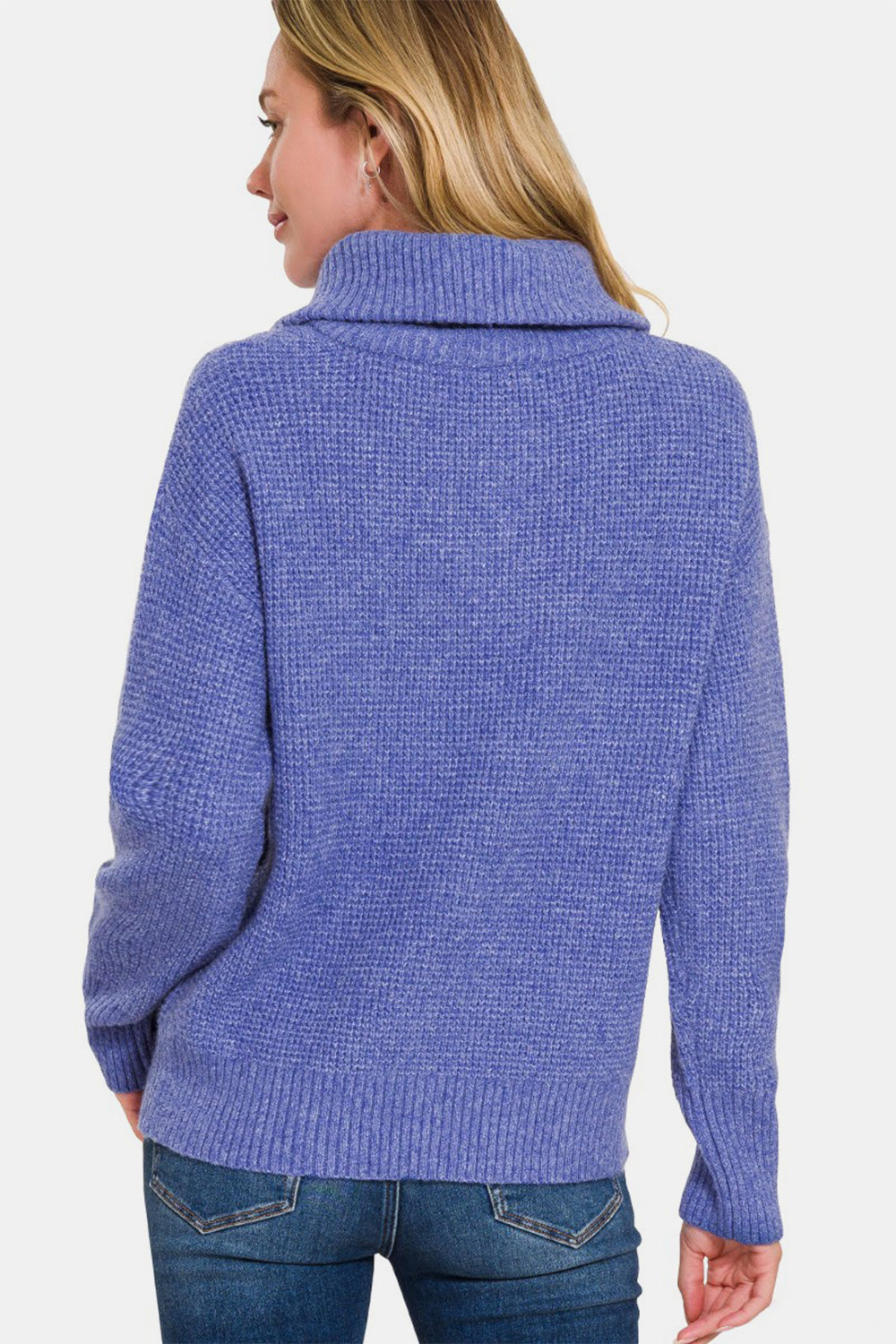 Zenana Half Zip Long Sleeve Sweater-TOPS / DRESSES-[Adult]-[Female]-2022 Online Blue Zone Planet