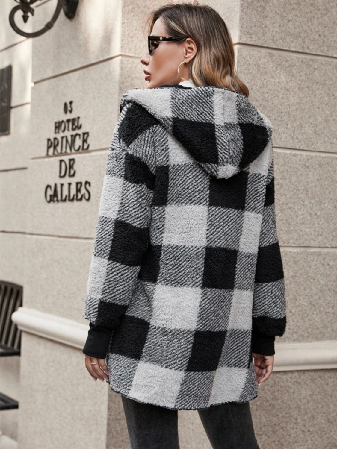 Plaid Long Sleeve Hooded Coat-TOPS / DRESSES-[Adult]-[Female]-2022 Online Blue Zone Planet