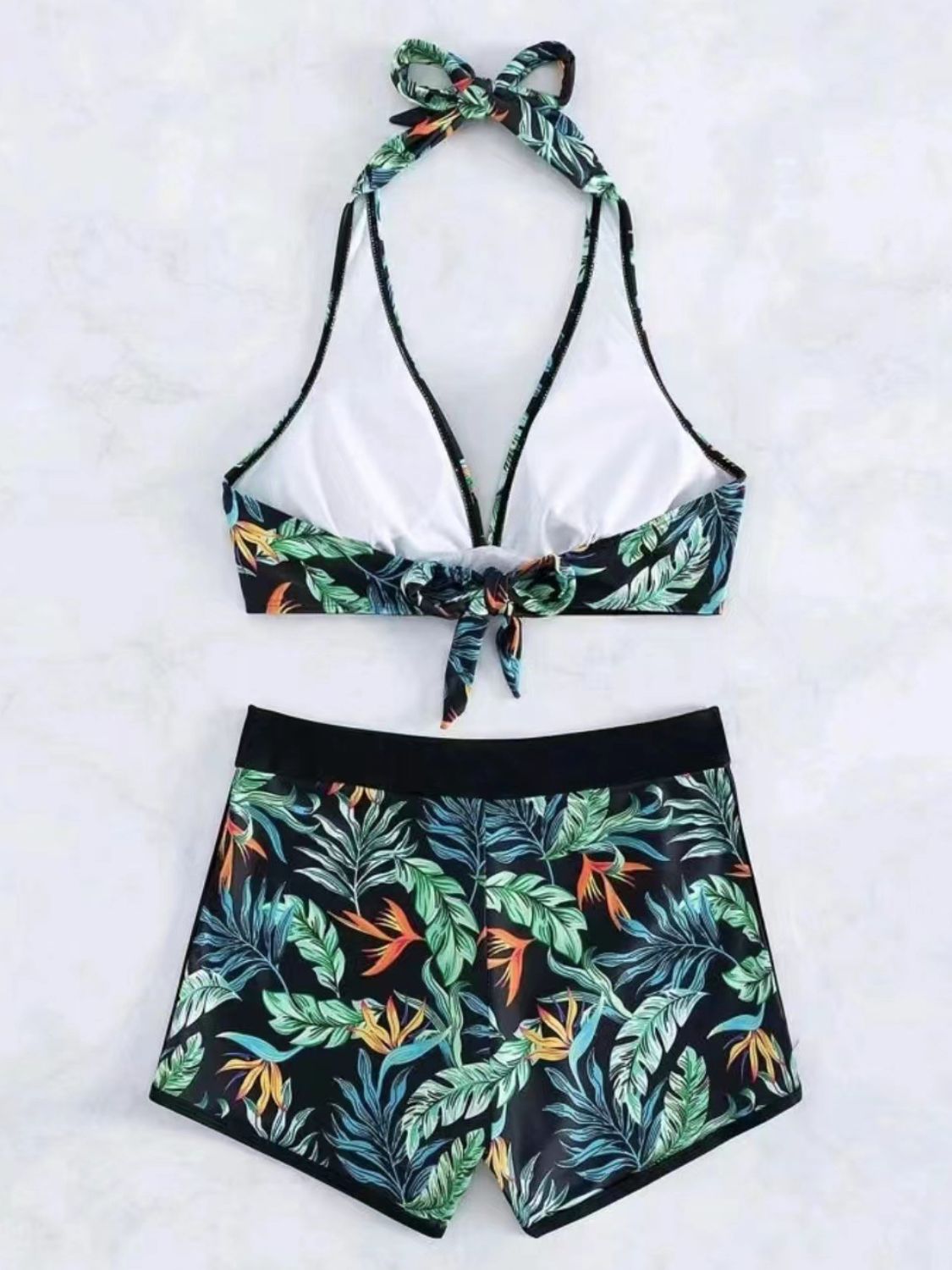 Blue Zone Planet | Printed Halter Neck Two-Piece Swim Set-TOPS / DRESSES-[Adult]-[Female]-2022 Online Blue Zone Planet