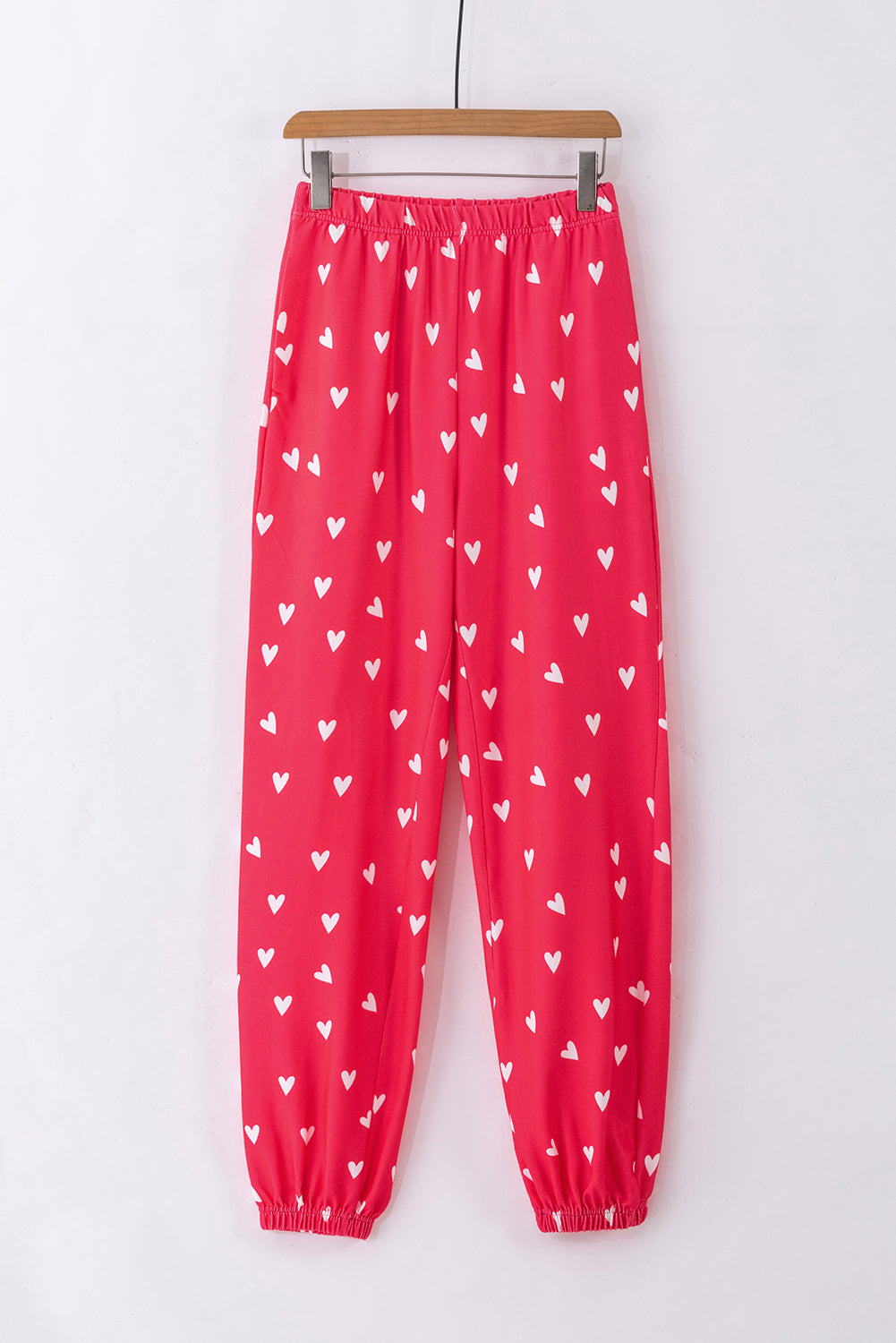 Blue Zone Planet | Red Heart Print Raglan Sleeve Top and Pants Set-Two Piece Pants Sets-[Adult]-[Female]-2022 Online Blue Zone Planet