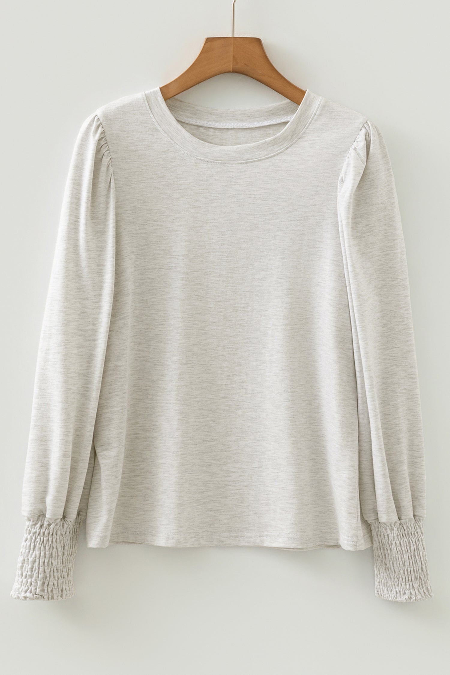 Oatmeal Shirred Cuffs Puff Sleeve Peasant Top-Tops/Long Sleeve Tops-[Adult]-[Female]-2022 Online Blue Zone Planet