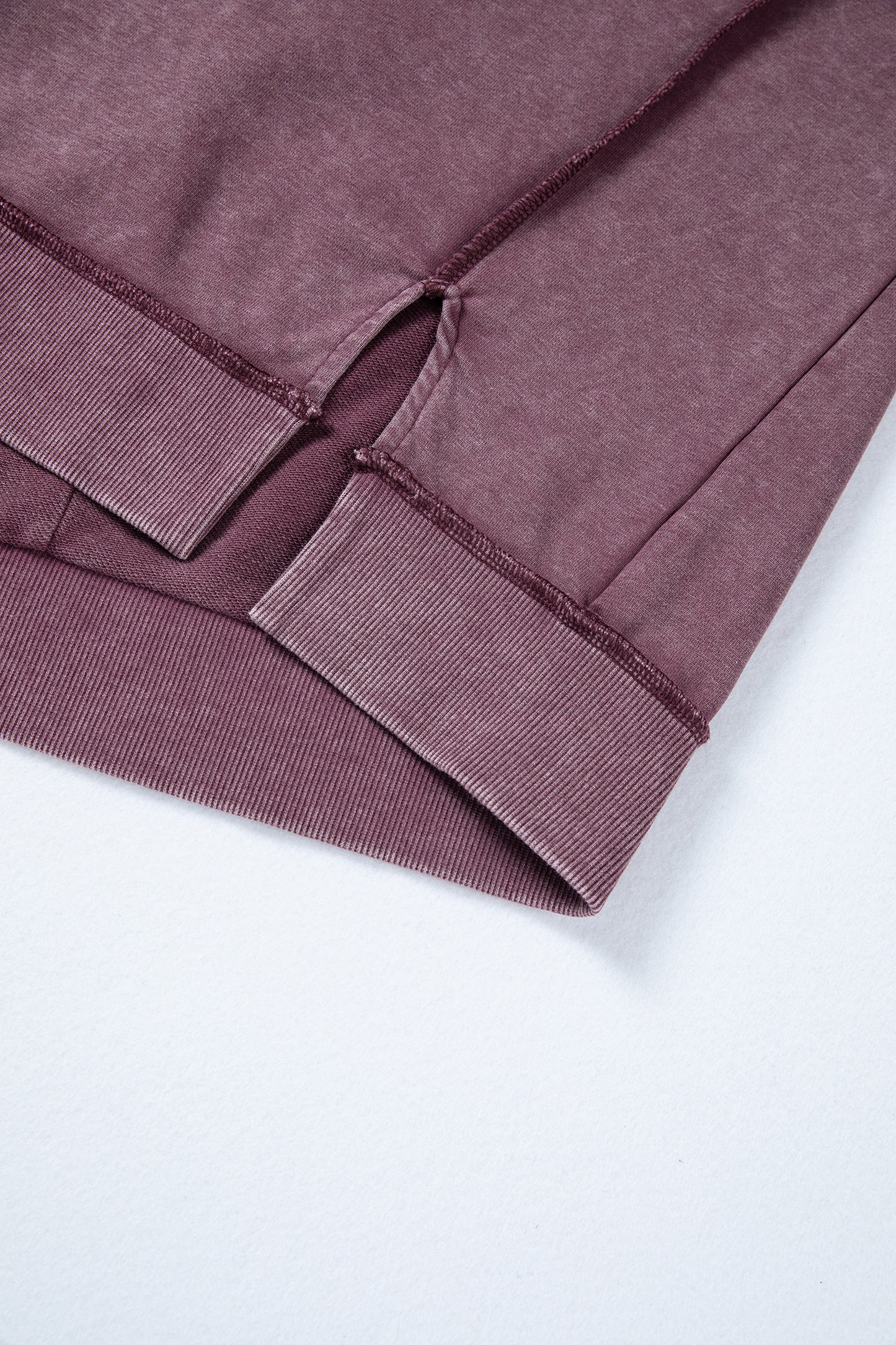 Red Sandalwood Mineral Wash Exposed Seam Side Slit Sweatshirt-Tops/Sweatshirts & Hoodies-[Adult]-[Female]-2022 Online Blue Zone Planet