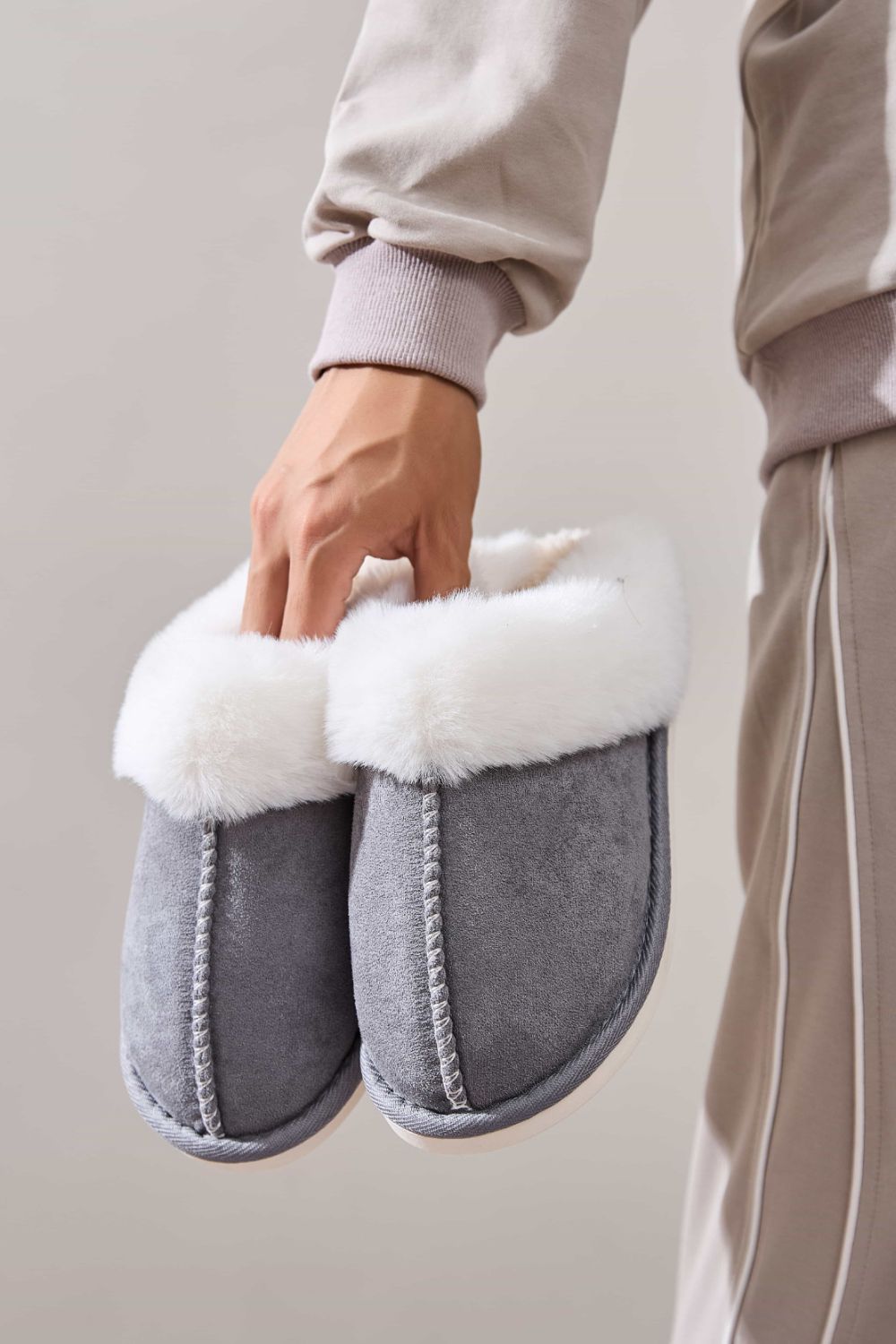 Blue Zone Planet | Faux Fur Round Toe Slippers-SHOES-[Adult]-[Female]-2022 Online Blue Zone Planet