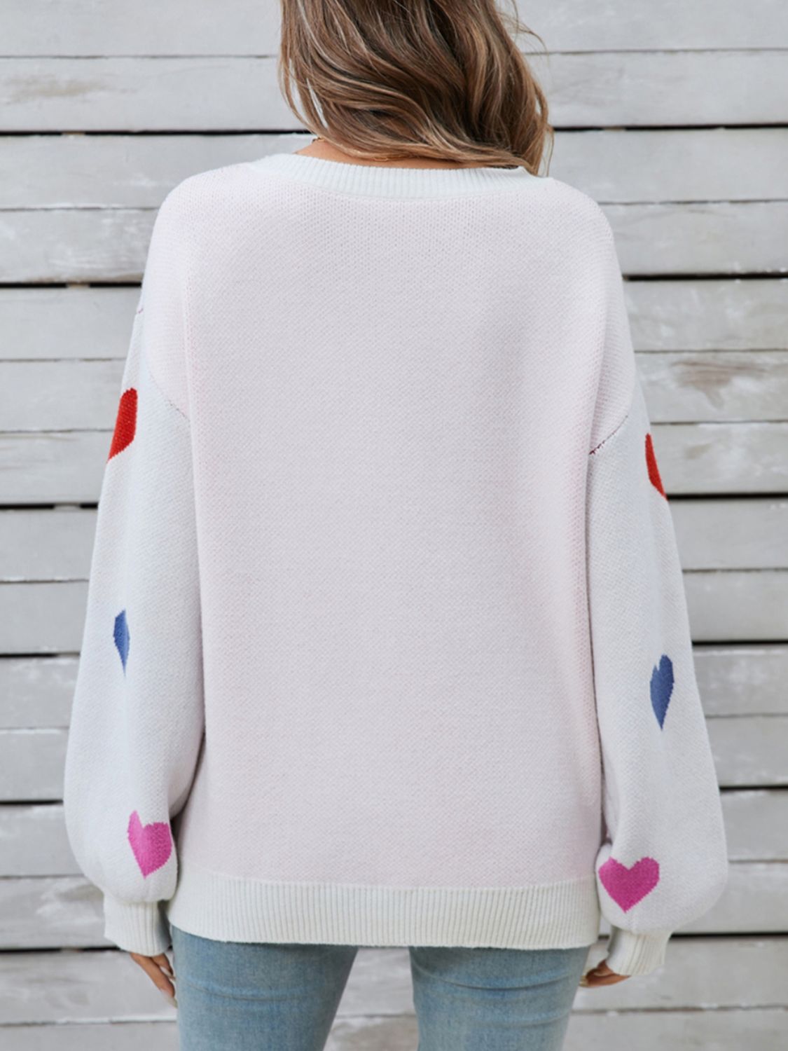 Angel Wings Heart Round Neck Long Sleeve Sweater-TOPS / DRESSES-[Adult]-[Female]-2022 Online Blue Zone Planet