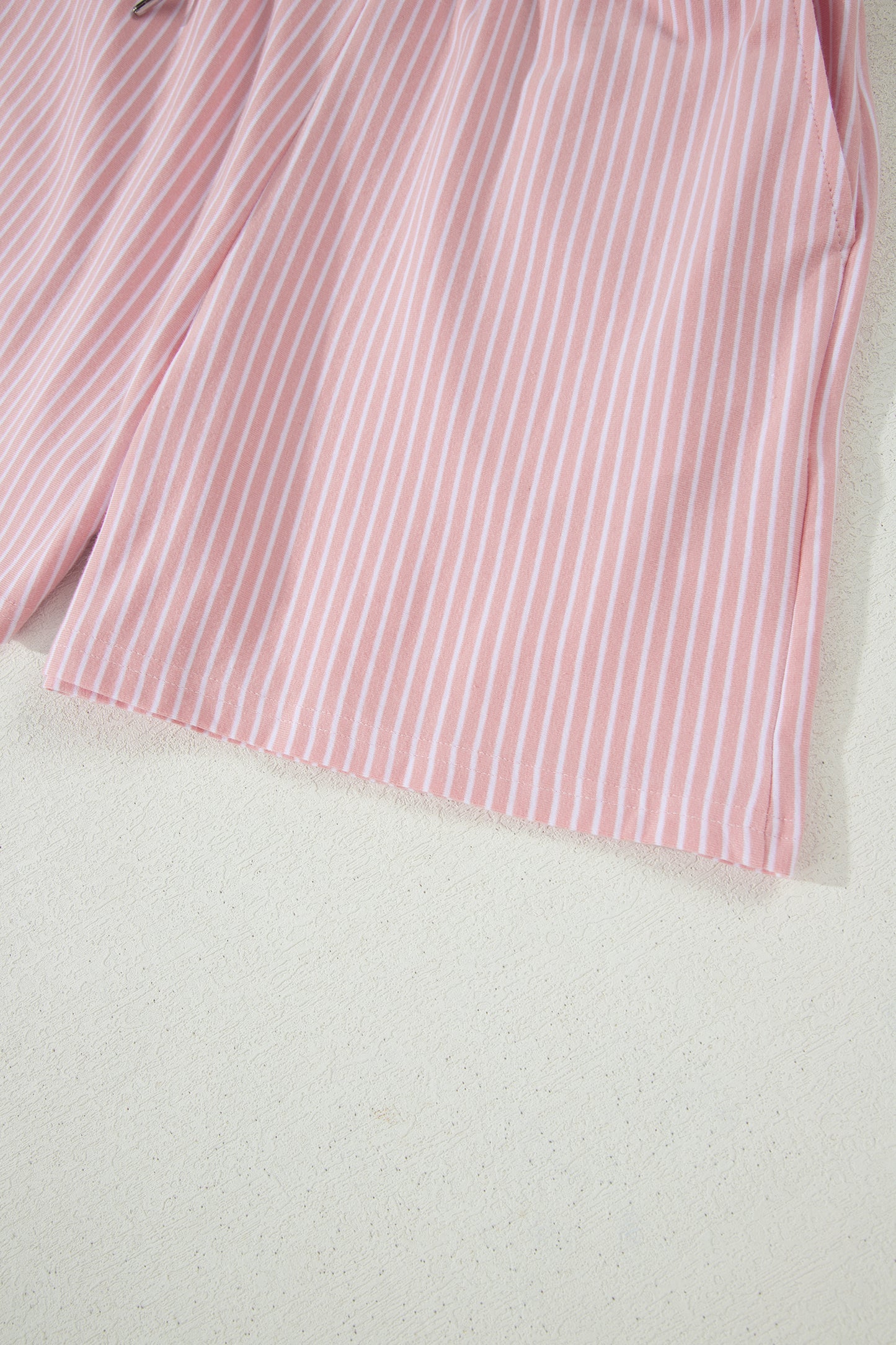 Khaki Stripe Dolman Sleeve Polo Shirt and Drawstring Shorts Set-Two Piece Sets/Short Sets-[Adult]-[Female]-2022 Online Blue Zone Planet