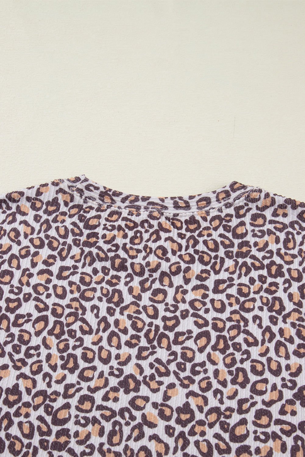 Khaki Leopard Ribbed Long Sleeve Top Drawstring Shorts 2pcs Outfit-Two Piece Sets/Short Sets-[Adult]-[Female]-2022 Online Blue Zone Planet