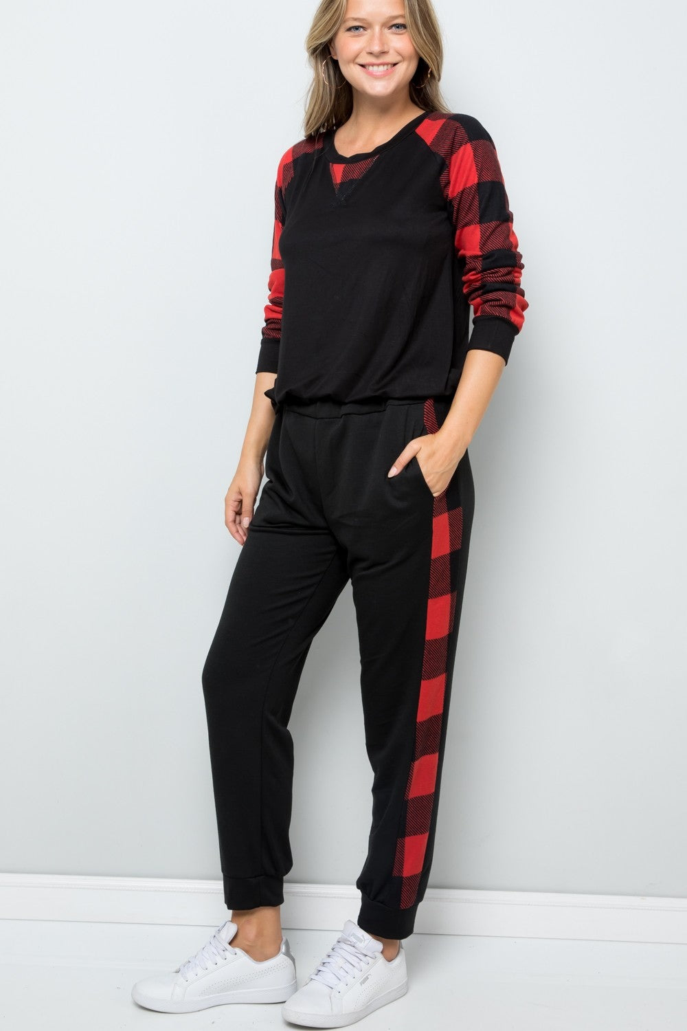 Celeste Design Full Size Plaid Side Print Sweatpants-TOPS / DRESSES-[Adult]-[Female]-2022 Online Blue Zone Planet