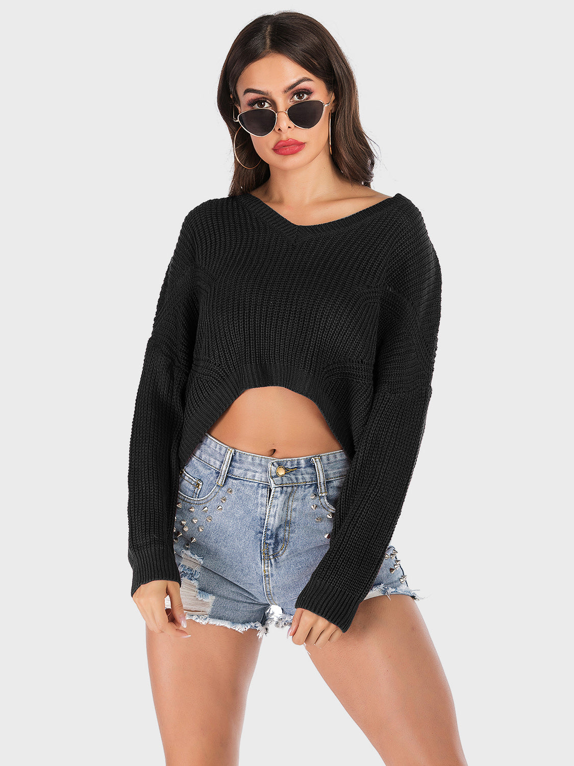 Perfee V-Neck Long Sleeve Sweater-NEW ARRIVALS-[Adult]-[Female]-2022 Online Blue Zone Planet