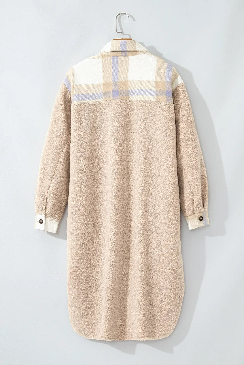 Slit Plaid Button Down Long Sleeve Coat-TOPS / DRESSES-[Adult]-[Female]-2022 Online Blue Zone Planet