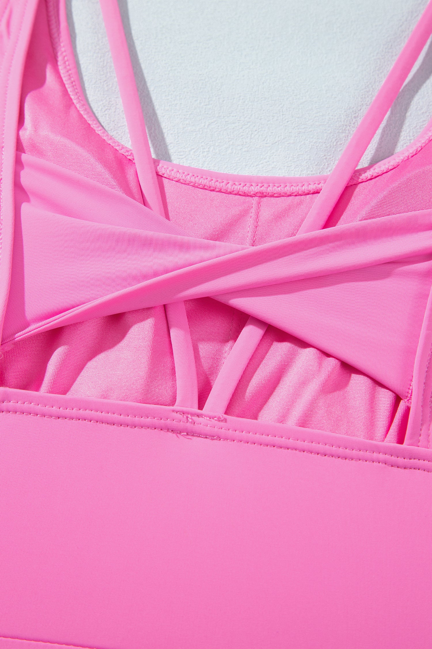 Bright Pink Twisted Strappy Back Active Mini Dress with Shorts-TOPS / DRESSES-[Adult]-[Female]-2022 Online Blue Zone Planet