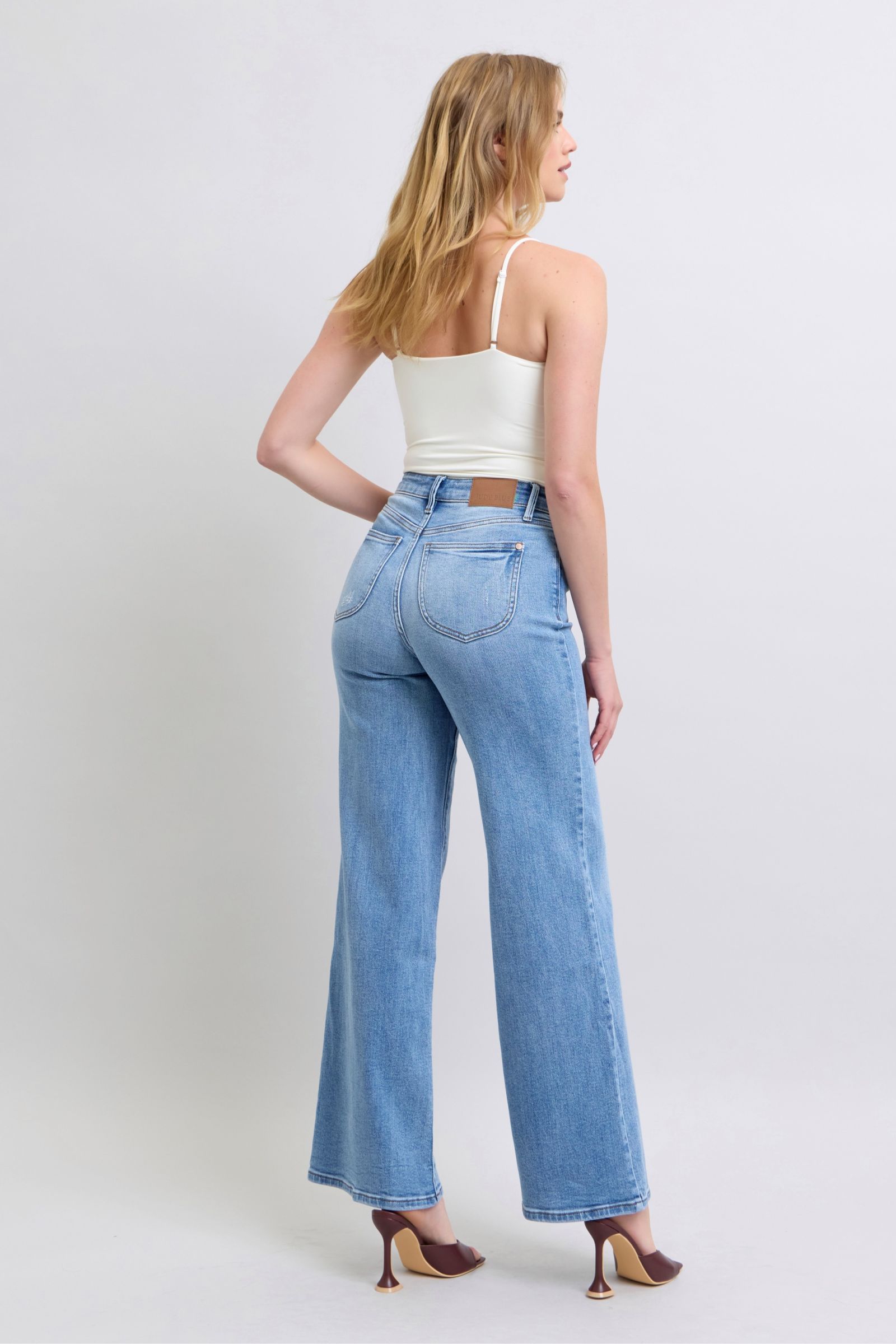 Judy Blue Full Size Wide Leg Jeans with Pockets-BOTTOM SIZES SMALL MEDIUM LARGE-[Adult]-[Female]-2022 Online Blue Zone Planet