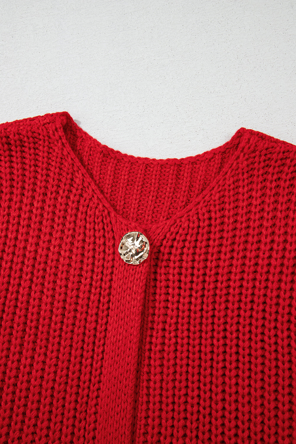 Blue Zone Planet | Fiery Red Solid Textured Knit Side Pockets Buttoned Sweater Vest-Sweaters & Cardigans/Sweater Vests-[Adult]-[Female]-2022 Online Blue Zone Planet