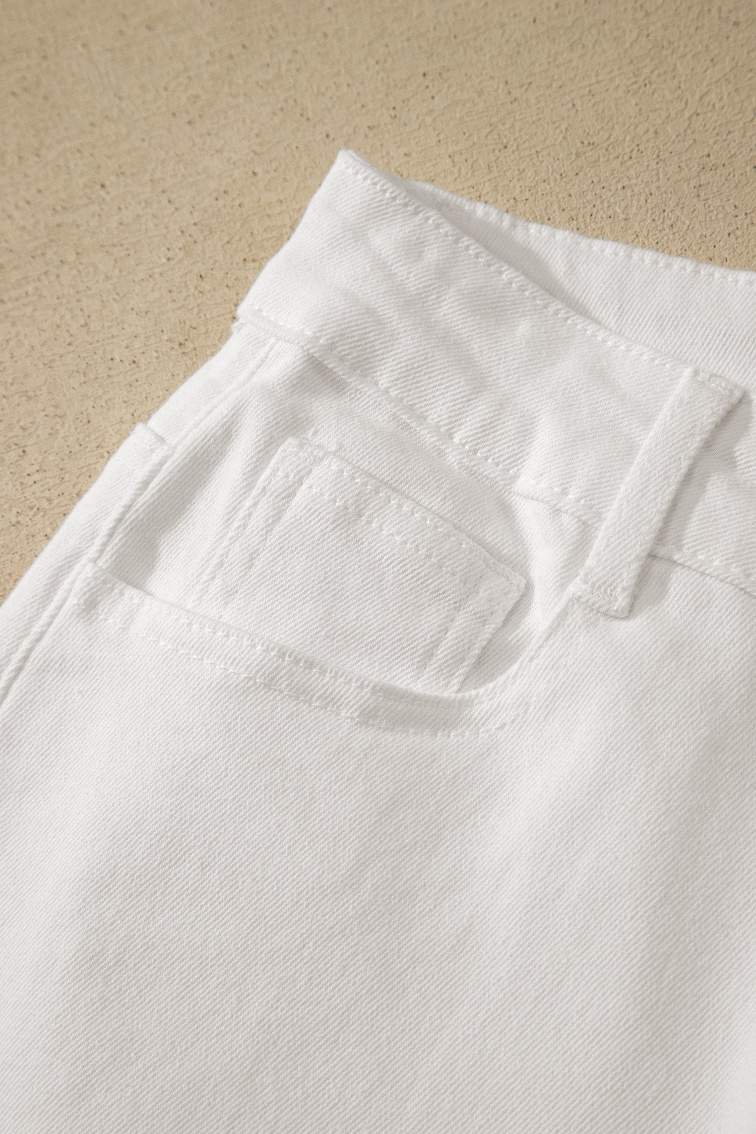 White Solid Color Rolled Cuffs Denim Bermuda Shorts-Bottoms/Denim Shorts-[Adult]-[Female]-2022 Online Blue Zone Planet