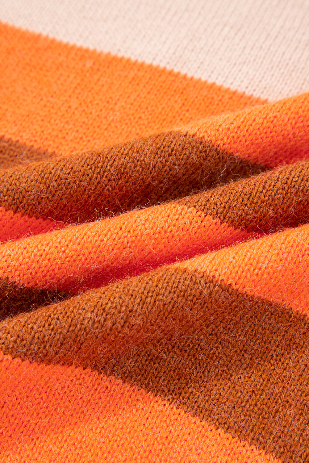 Orange Stripe Color Block High Neck Drop Shoulder Cozy Sweater-Sweaters & Cardigans/Sweaters-[Adult]-[Female]-2022 Online Blue Zone Planet