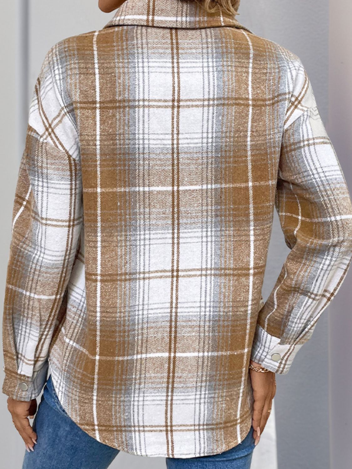 Perfee Plaid Collared Neck Half Zip Long Sleeve Top-TOPS / DRESSES-[Adult]-[Female]-2022 Online Blue Zone Planet