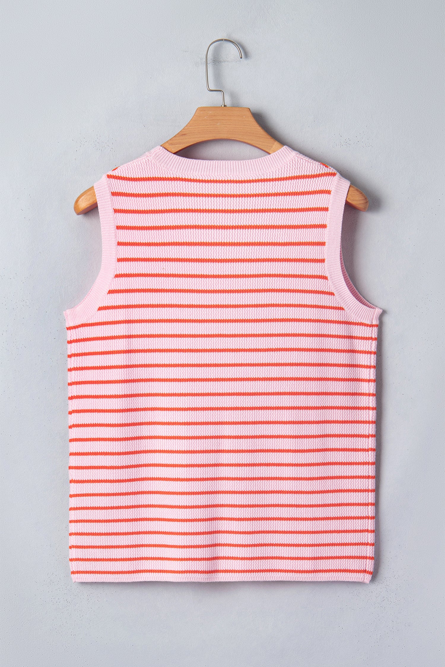 Pink Stripe Textured Knit Sleeveless Casual Sweater Top-TOPS / DRESSES-[Adult]-[Female]-2022 Online Blue Zone Planet