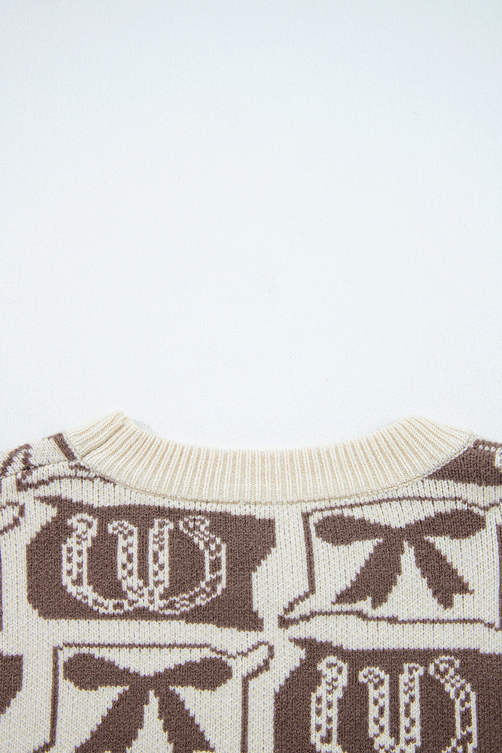 Brown Bows & Horseshoes Pattern Western Fashion Print Sweater-TOPS / DRESSES-[Adult]-[Female]-2022 Online Blue Zone Planet