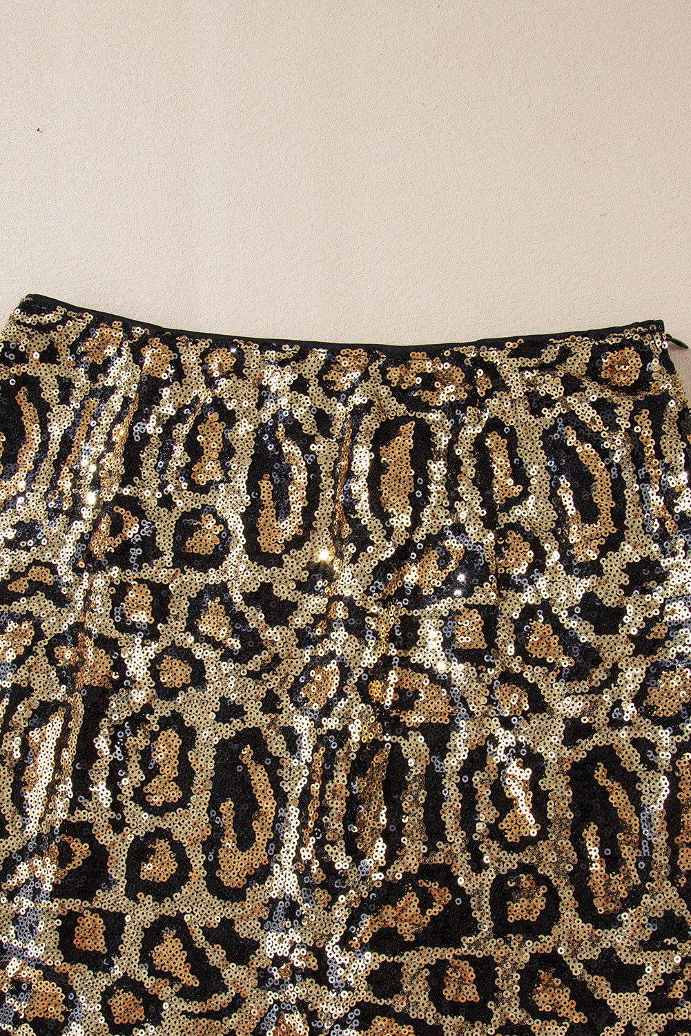 Blue Zone Planet | Brown Sequined Leopard Print Disco Mini Skirt-TOPS / DRESSES-[Adult]-[Female]-2022 Online Blue Zone Planet