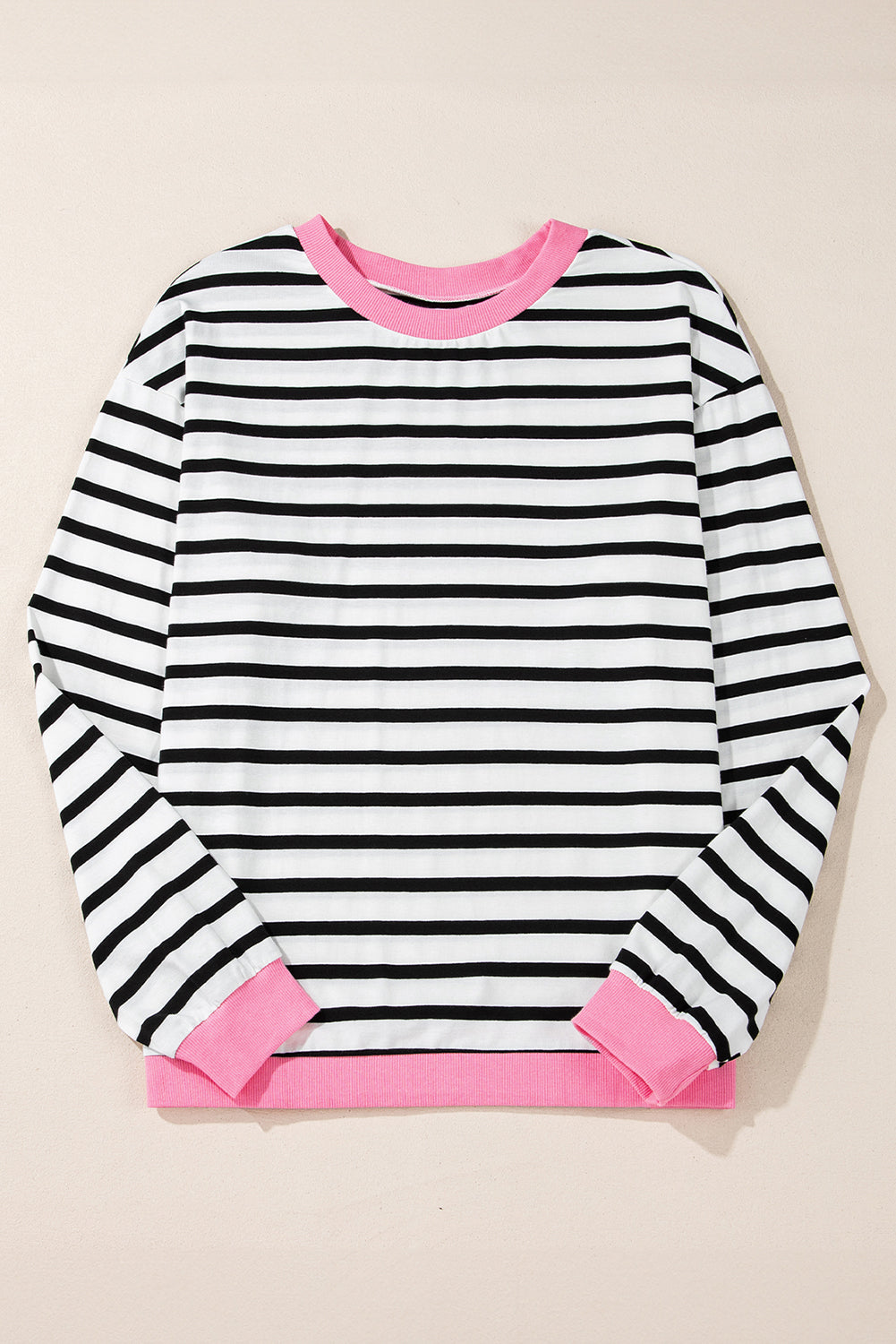 Bright Green Striped Contrast Trim Long Sleeve Top-Long Sleeve Tops-[Adult]-[Female]-2022 Online Blue Zone Planet