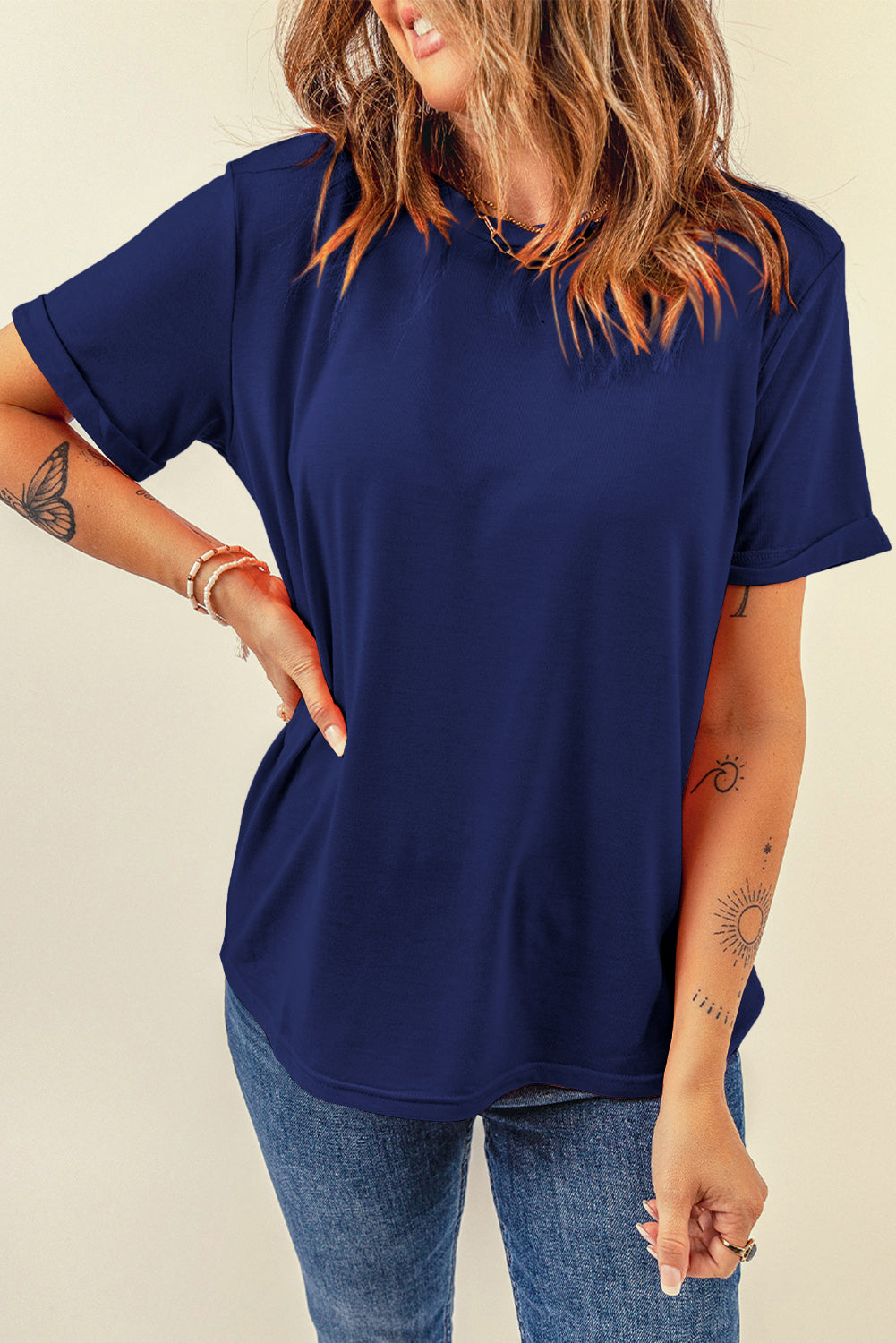 Bright Green Casual Plain Crew Neck Tee-Tops/Tops & Tees-[Adult]-[Female]-2022 Online Blue Zone Planet