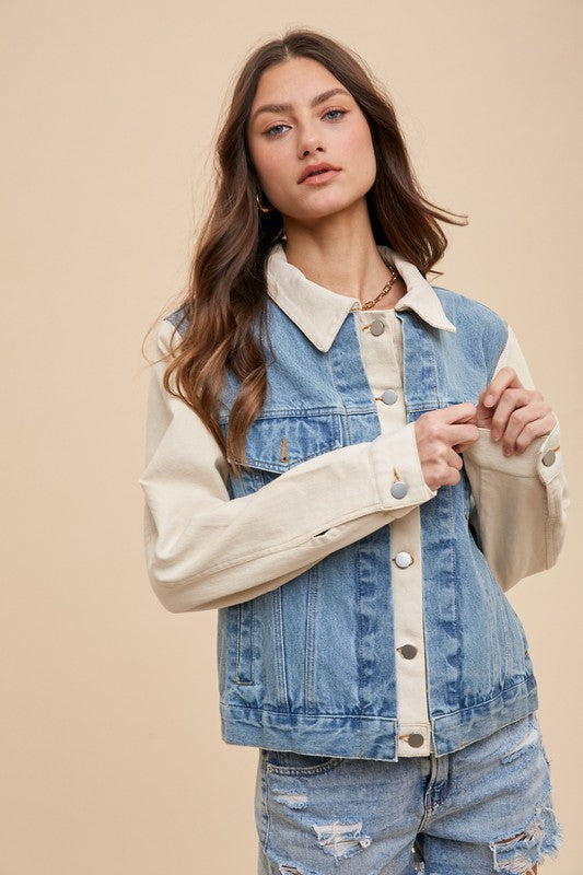 Annie Wear Collared Neck Double Placket Denim Jacket-TOPS / DRESSES-[Adult]-[Female]-Medium-S-2022 Online Blue Zone Planet