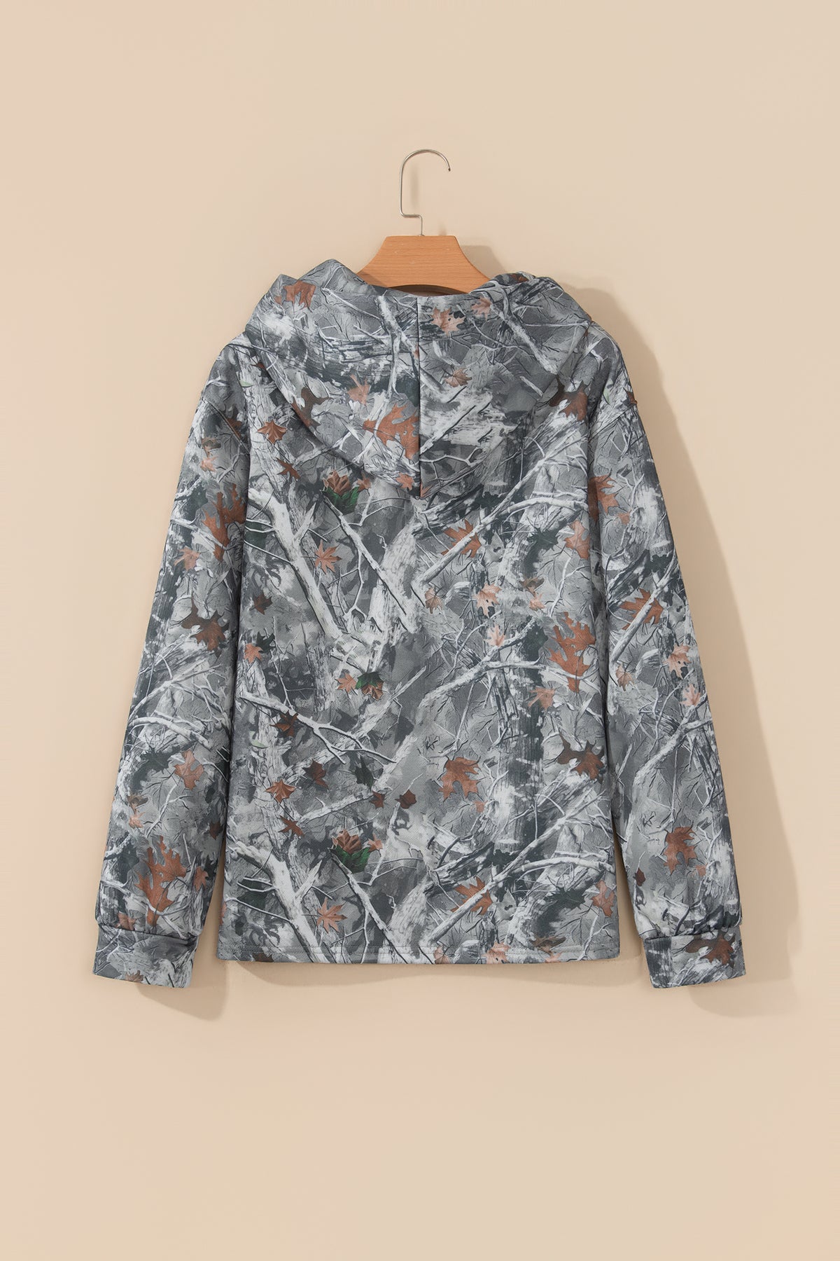 Beige Woodland Camouflage Print JESUS LOVES YOU Tunic Hoodie-Tops / Dresses-[Adult]-[Female]-2022 Online Blue Zone Planet