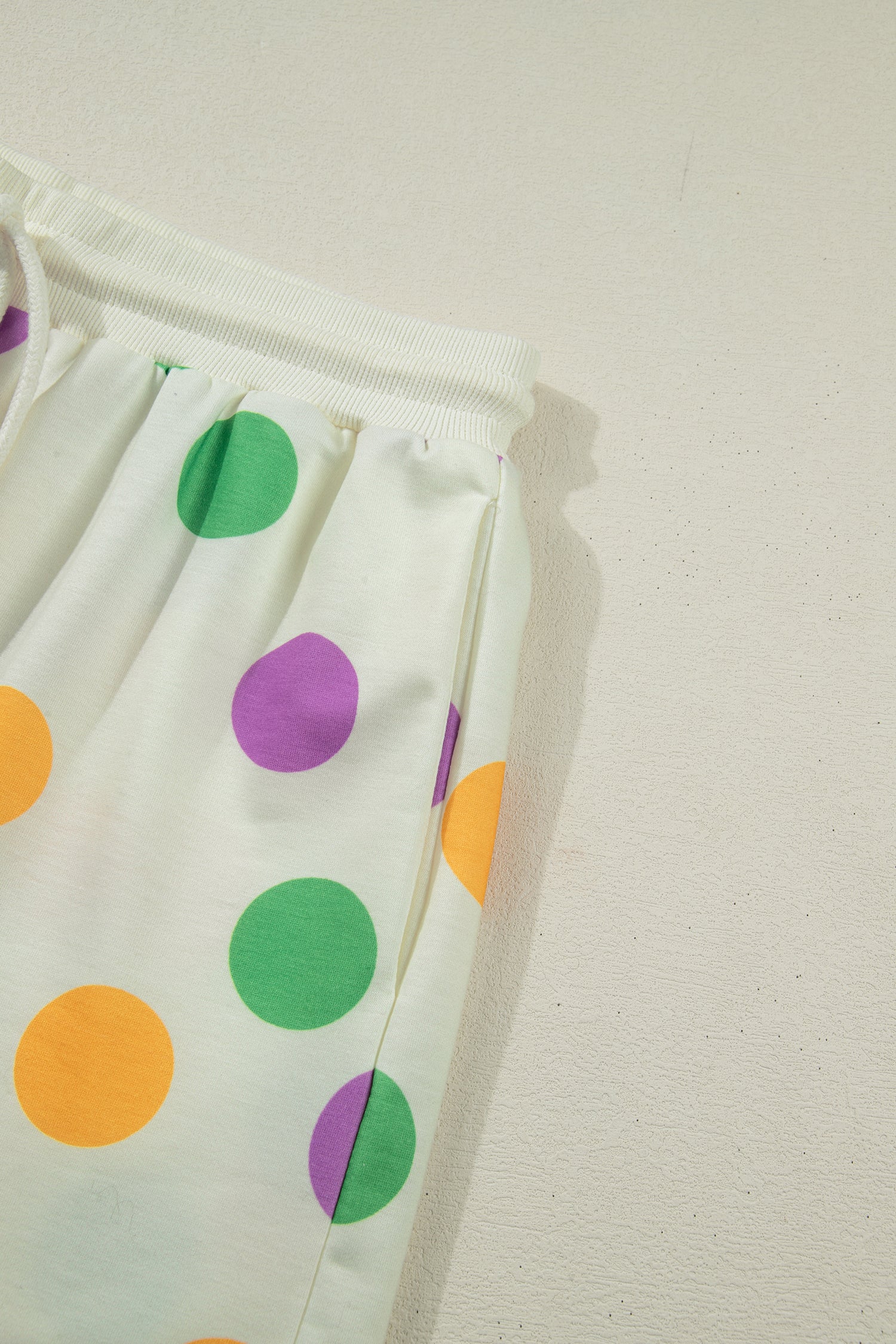 Multicolour Polka Dot Print Drop Shoulder Pullover Drawstring Shorts Set-Two Piece Sets/Short Sets-[Adult]-[Female]-2022 Online Blue Zone Planet