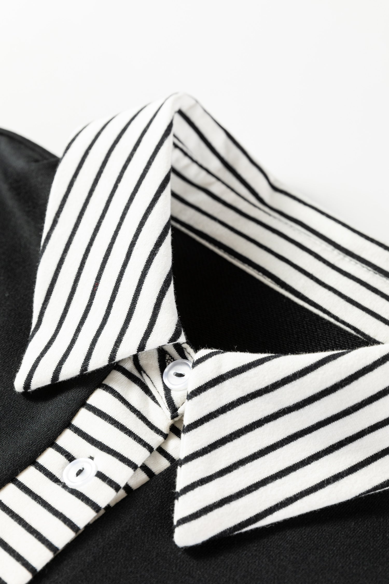 Black Plus Size Striped Cuffs Polo Collar Patchwork Long Sleeve Ruffle Hem Dress-TOPS / DRESSES-[Adult]-[Female]-2022 Online Blue Zone Planet