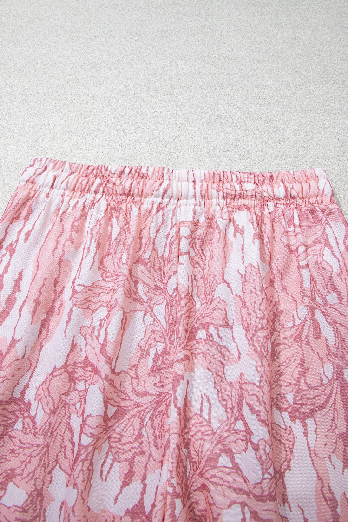 Pink Abstract Floral Print Loose Pullover Drawstring Pants 2pcs Set-Two Piece Sets/Pant Sets-[Adult]-[Female]-2022 Online Blue Zone Planet
