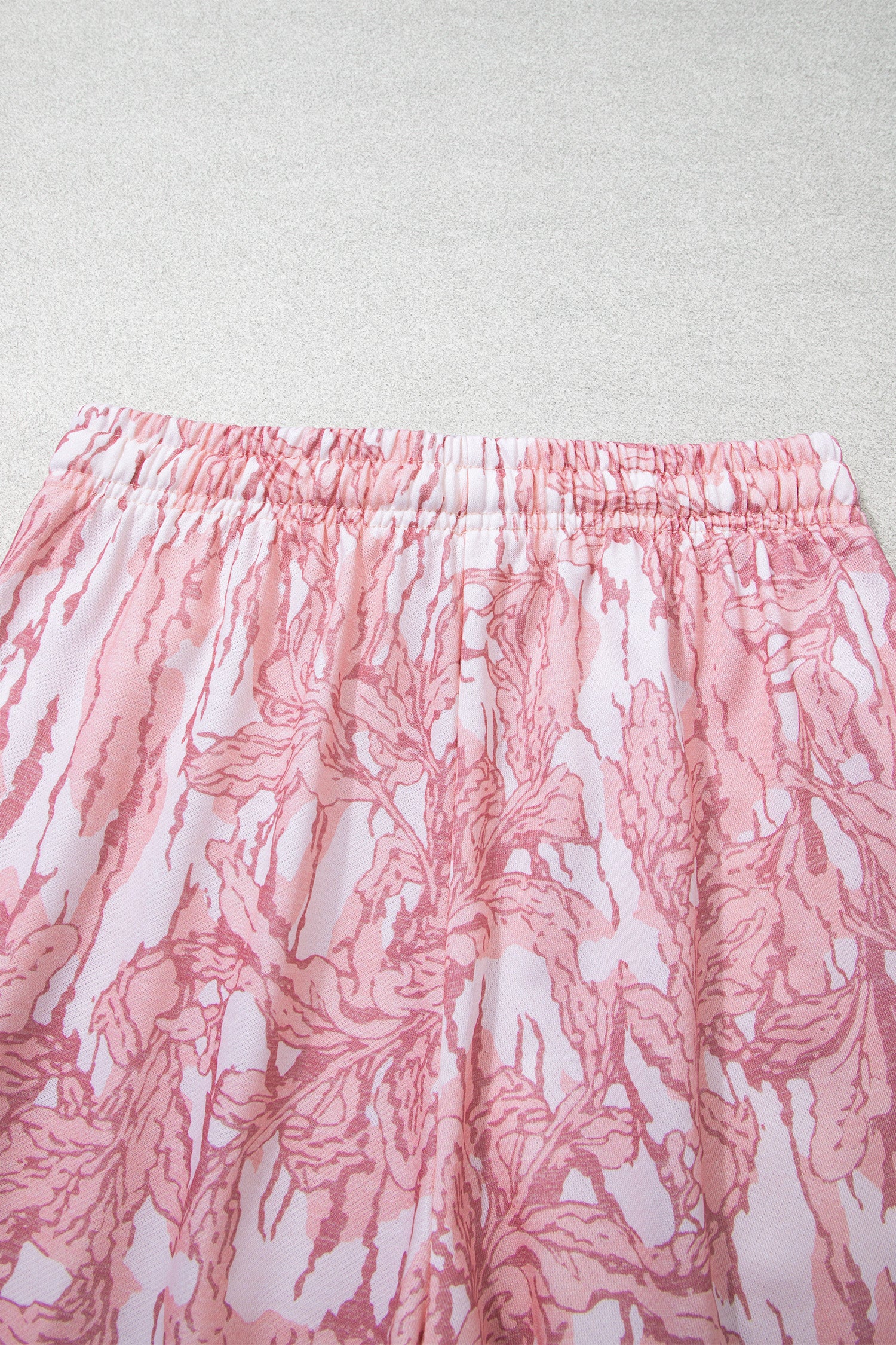 Pink Abstract Floral Print Loose Pullover Drawstring Pants 2pcs Set-Two Piece Sets/Pant Sets-[Adult]-[Female]-2022 Online Blue Zone Planet