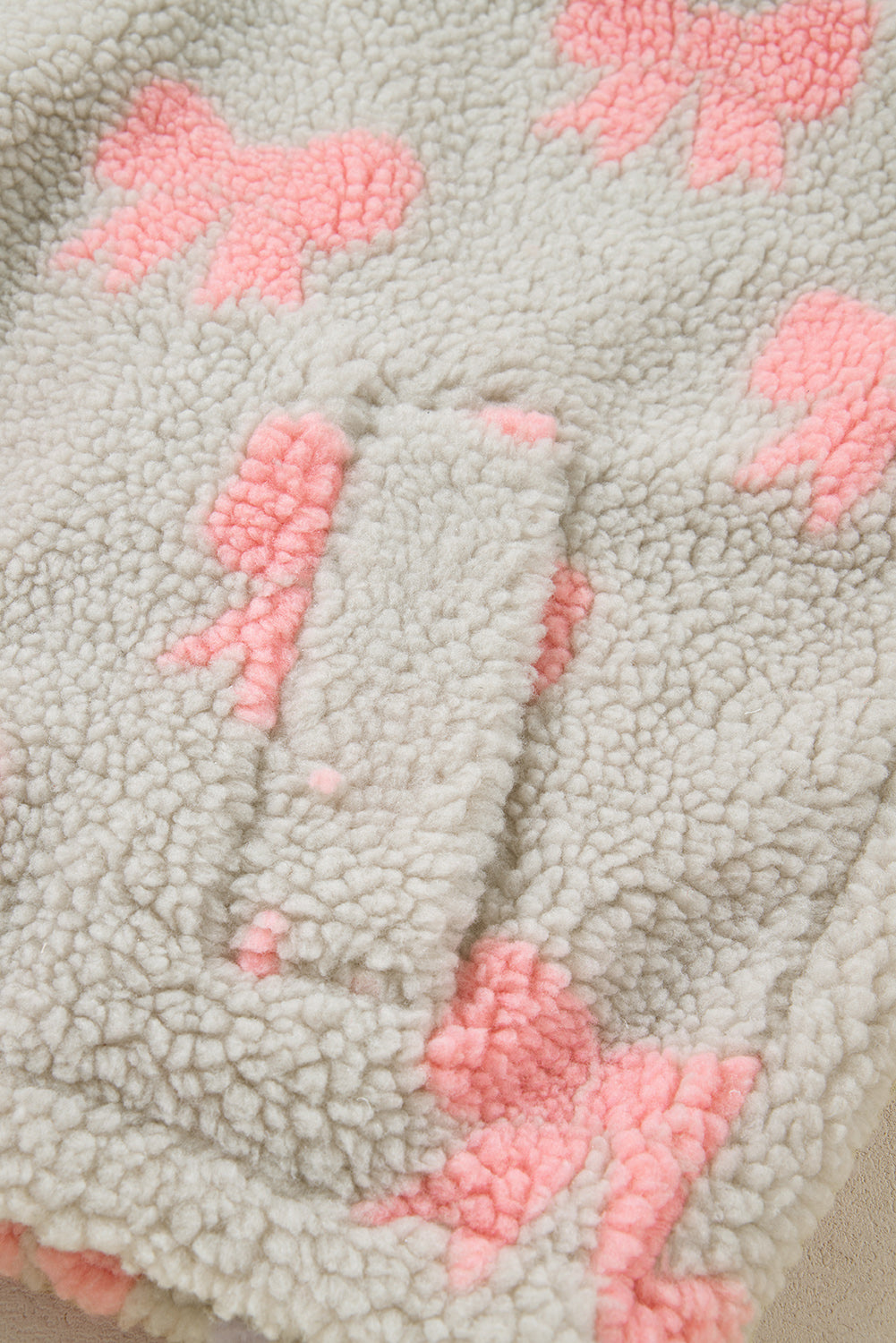 Gray Bow Sherpa Quarter Zip Drop Shoulder Baggy Sweatshirt-Tops/Sweatshirts & Hoodies-[Adult]-[Female]-2022 Online Blue Zone Planet