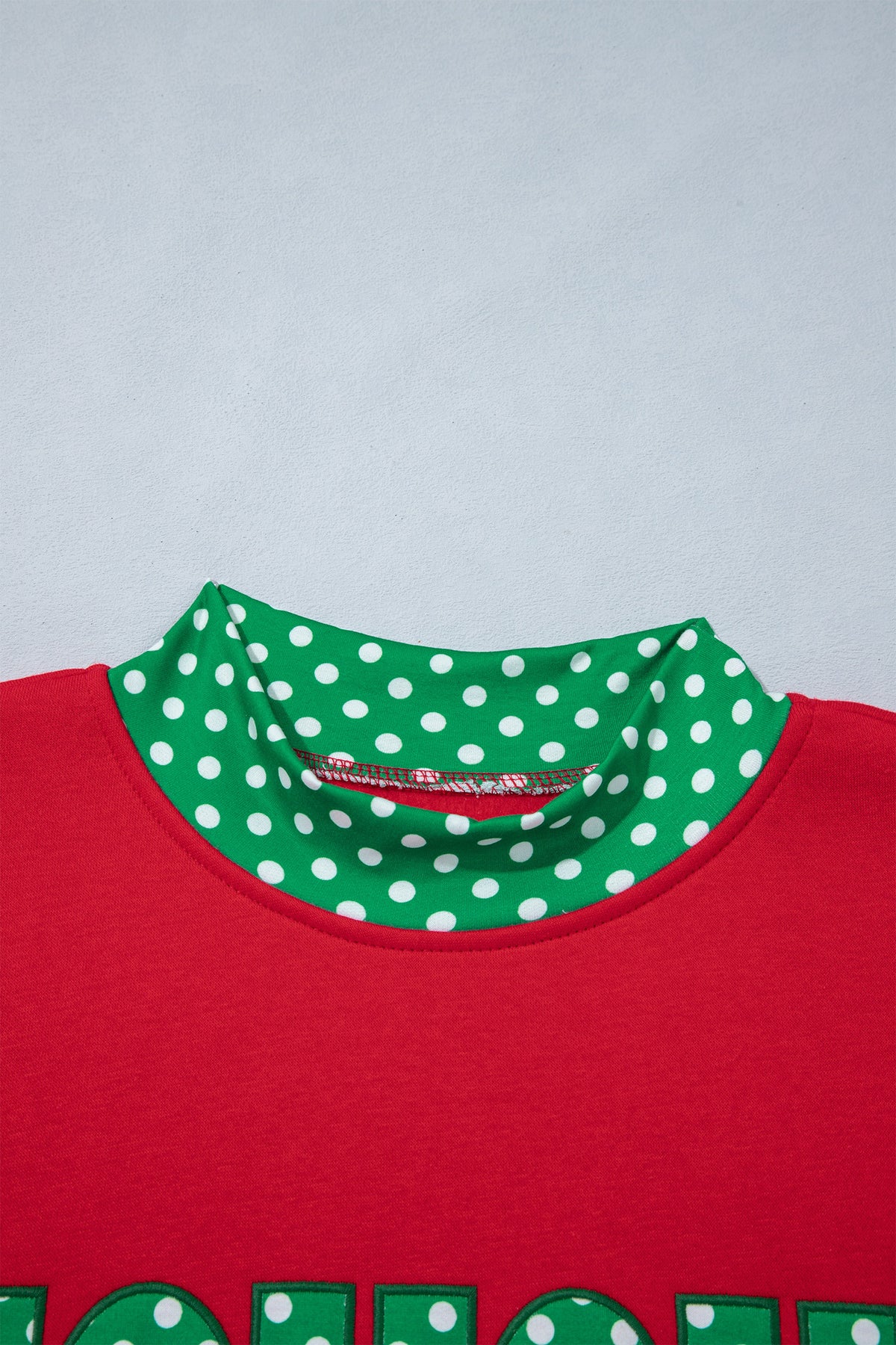 Fiery Red Polka Dot Letter Print Contrast Trim Mock Neck Sweatshirt-Tops/Sweatshirts & Hoodies-[Adult]-[Female]-2022 Online Blue Zone Planet