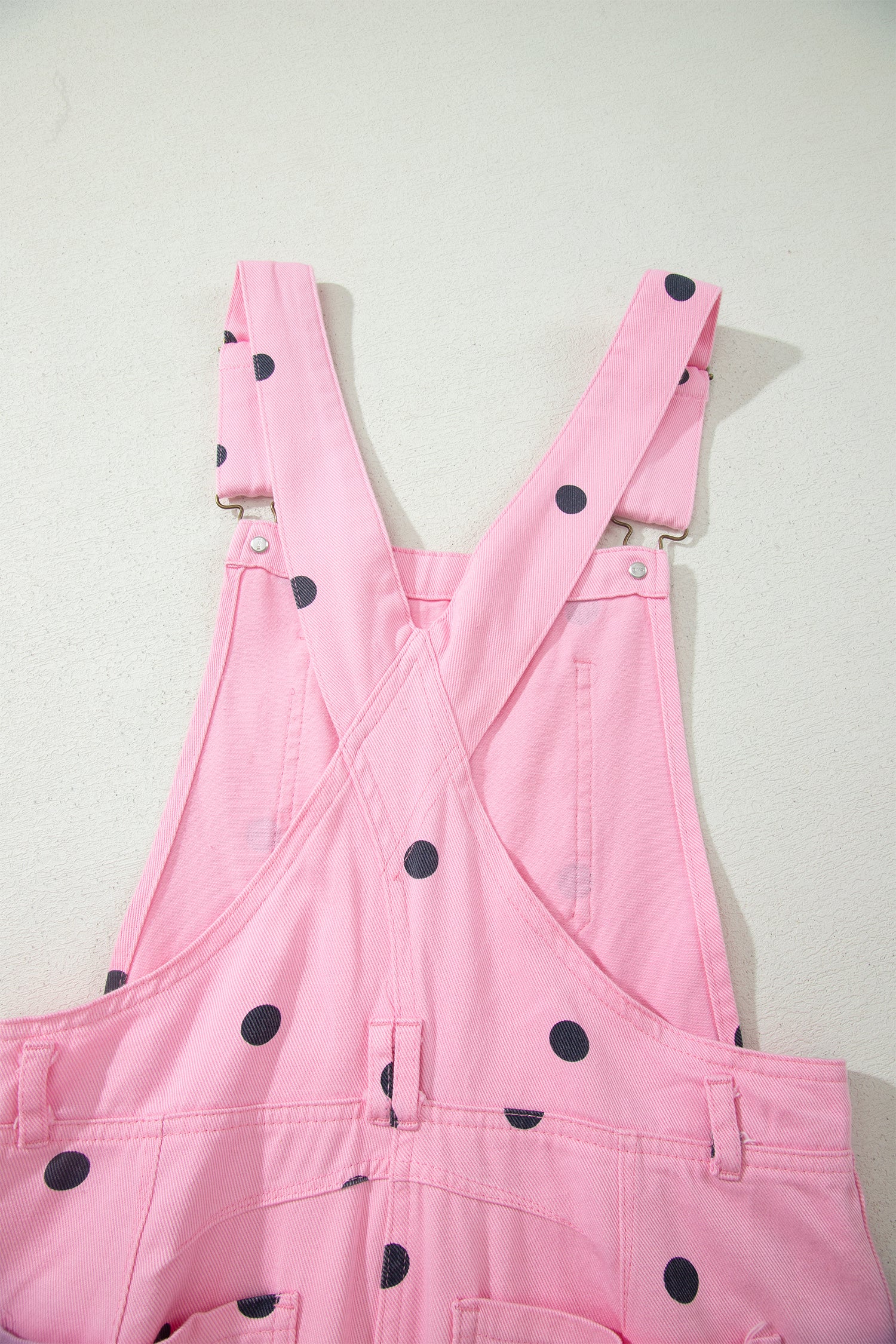Jet Stream Polka Dot Print Bib Pocket Denim Barrel Overalls Jumpsuit-Bottoms/Jumpsuits & Rompers-[Adult]-[Female]-2022 Online Blue Zone Planet