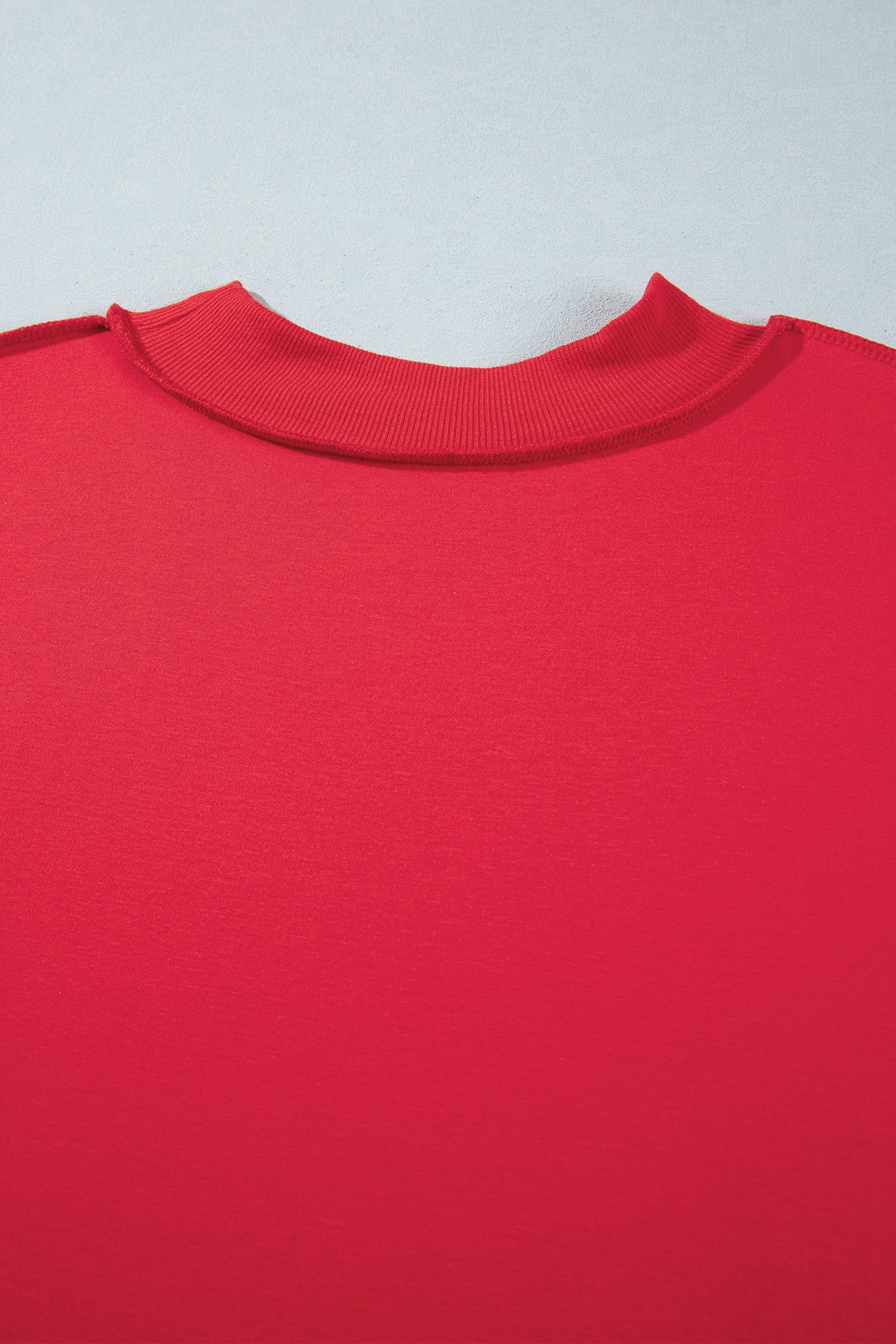 Racing Red Exposed Seam Detail Reversible Double Wear Plus Size Sweatshirt-Plus Size/Plus Size Sweatshirts & Hoodies-[Adult]-[Female]-2022 Online Blue Zone Planet