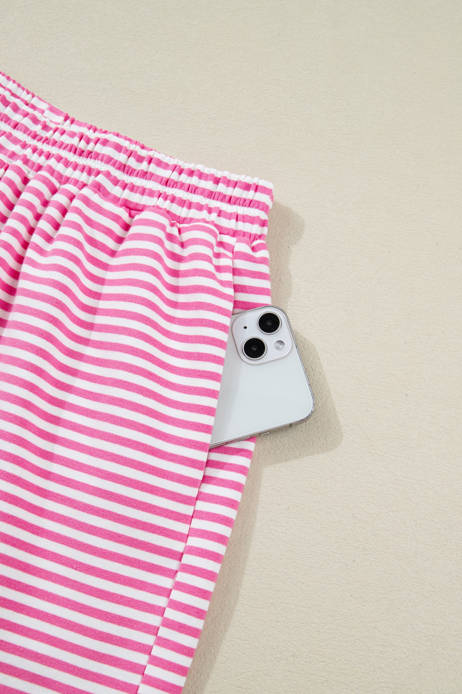 Pink Stripe Oversize Mock Neck Sweatshirt and Shorts Set-Two Piece Sets/Short Sets-[Adult]-[Female]-2022 Online Blue Zone Planet